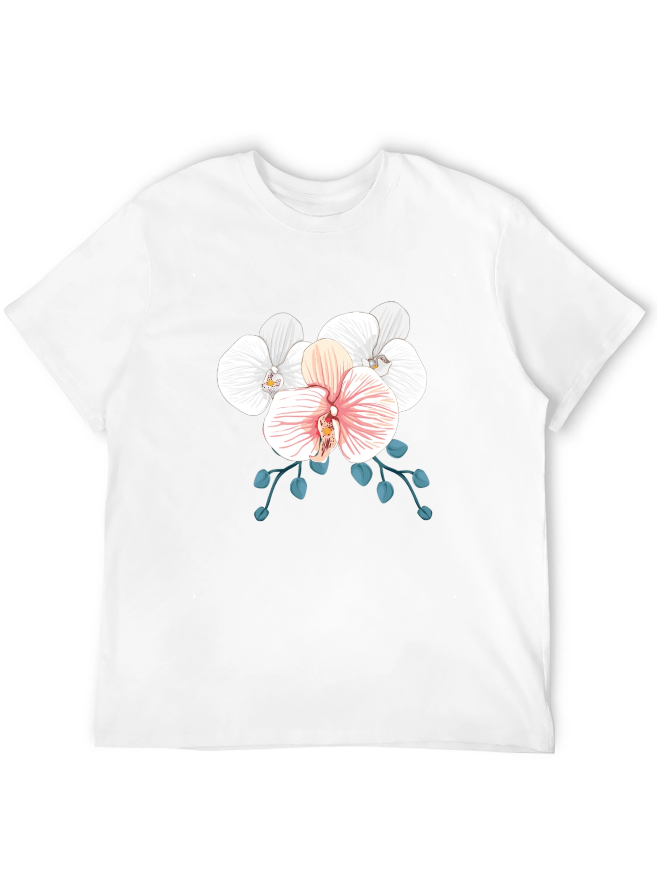 Black Floral Orchid Graphic Tee - Black Cotton Blend view 12