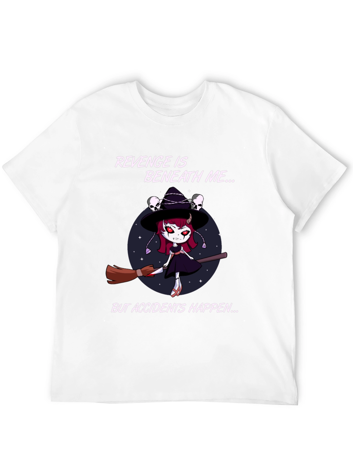 Black Revenge Witch T-Shirt: Accidents Happen - Black Cotton Tee view 12