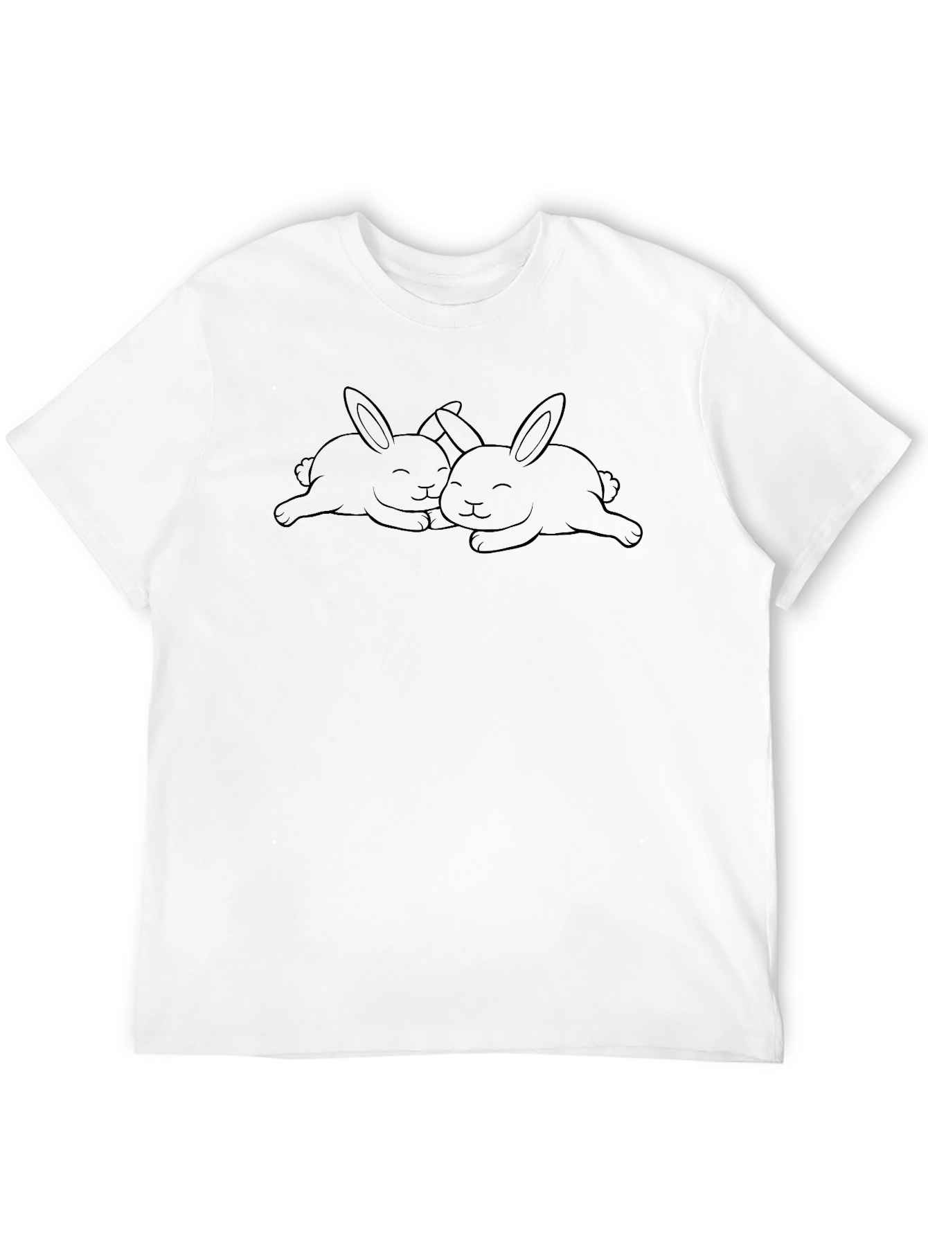Black Cute Bunny Graphic Black T-Shirt view 12