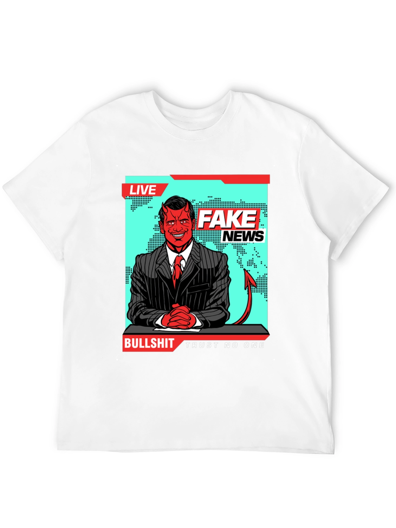 Black Fake News Devil T-Shirt - Trust No One view 12