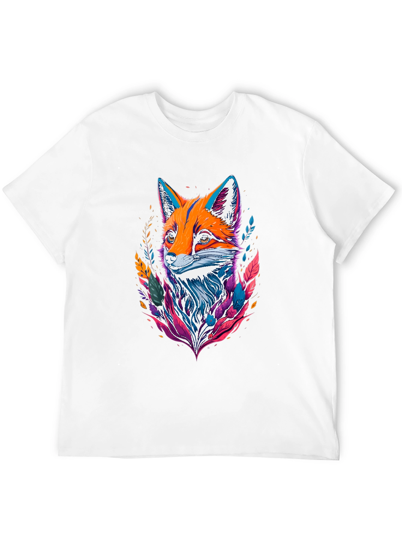 Black Abstract Fox Graphic Tee - Vivid Print view 12