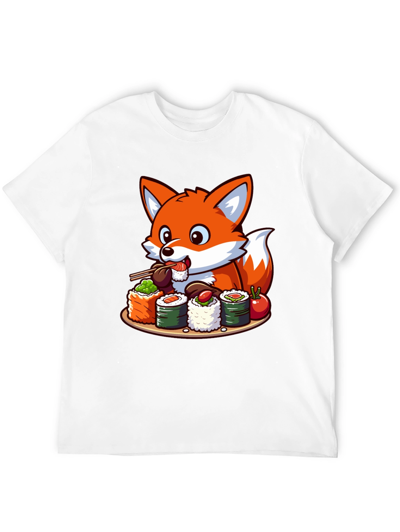 Black Fox Loves Sushi Graphic T-Shirt - Unisex Casual Tee view 12