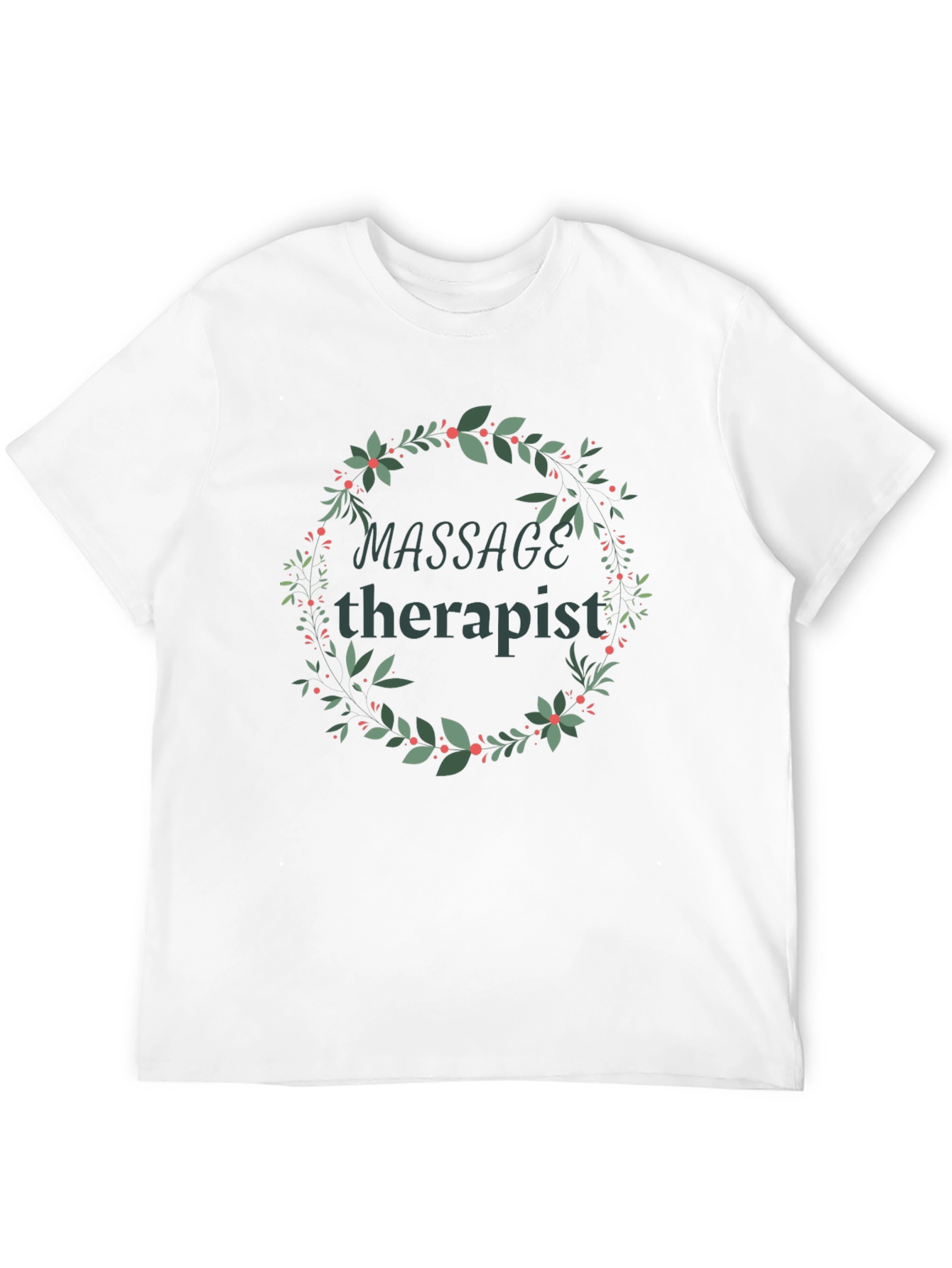 Black Massage Therapist Floral Wreath T-Shirt view 12