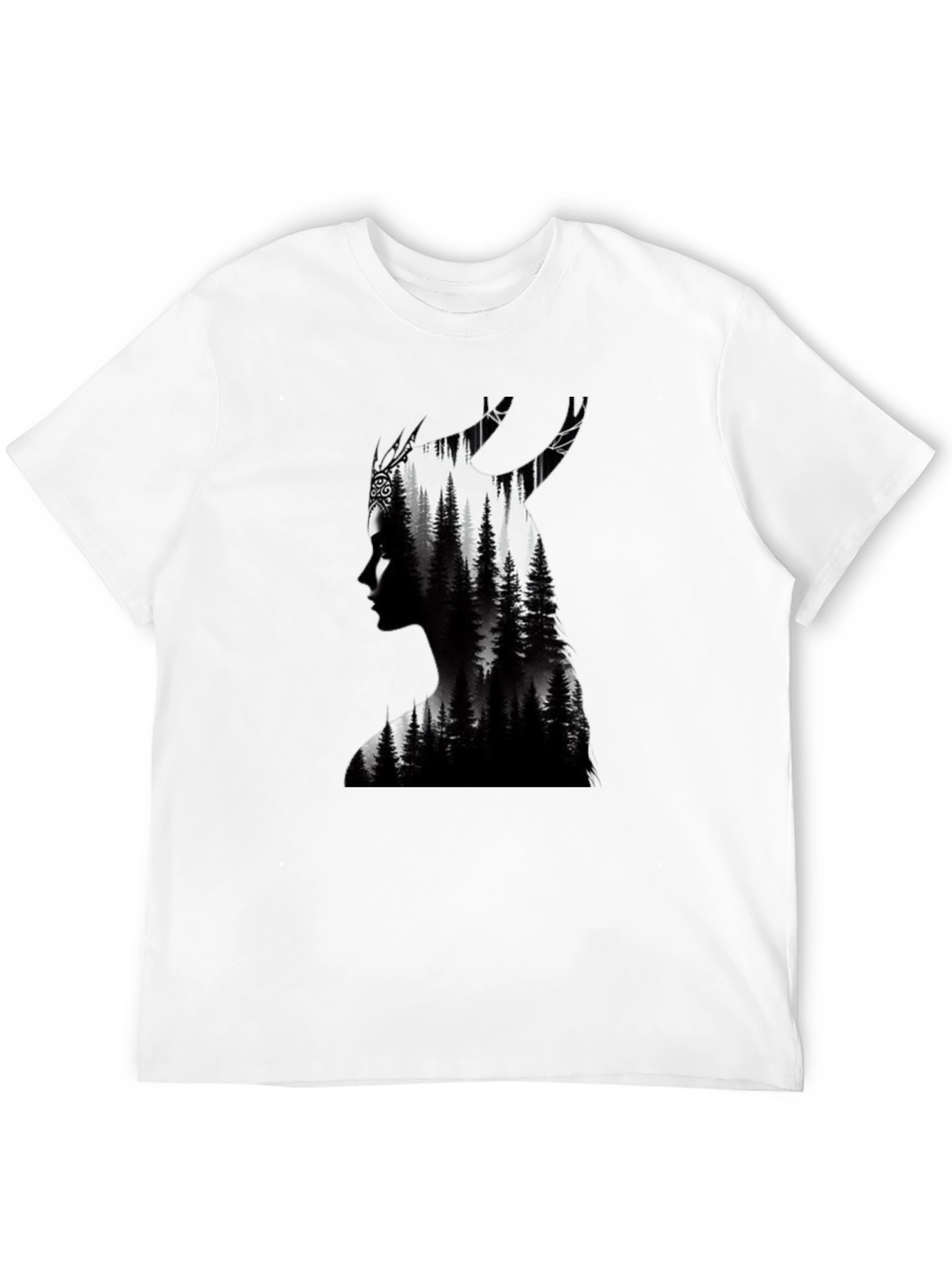 Black Nature Silhouette Graphic Tee - Black Cotton Blend view 12