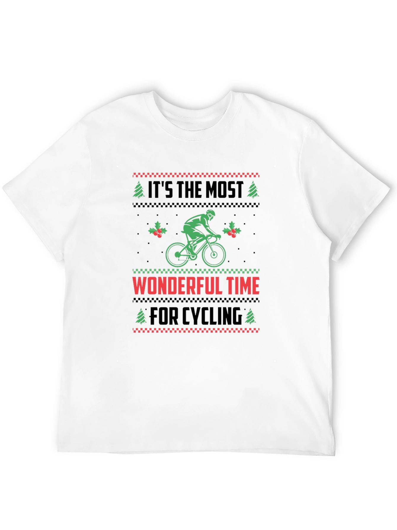 Black Cycling Christmas T-Shirt - Holiday Ugly Sweater Style view 12