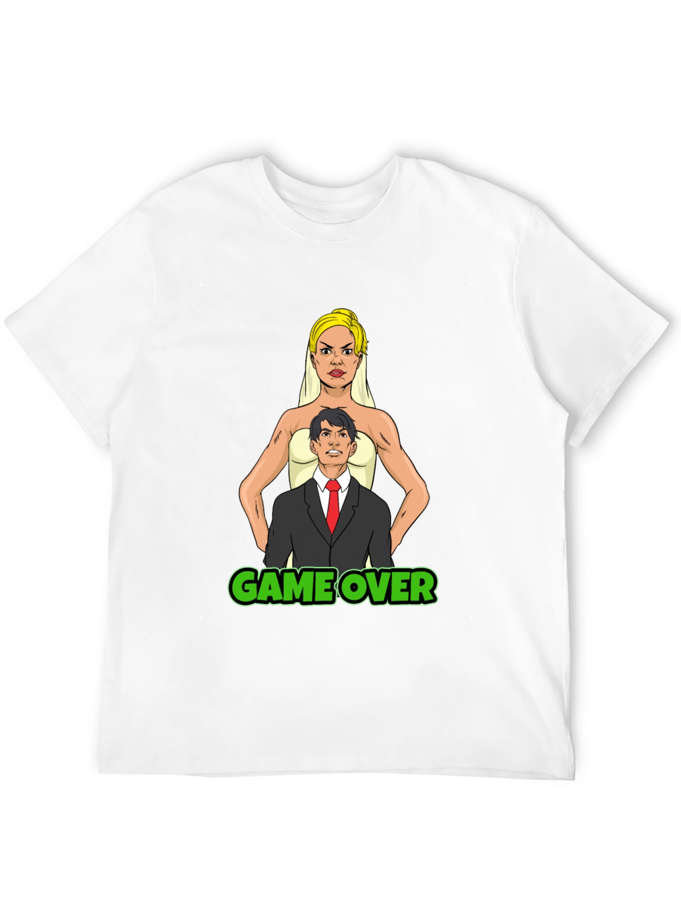 Black Game Over Bride & Groom T-Shirt - Funny Wedding Tee view 12