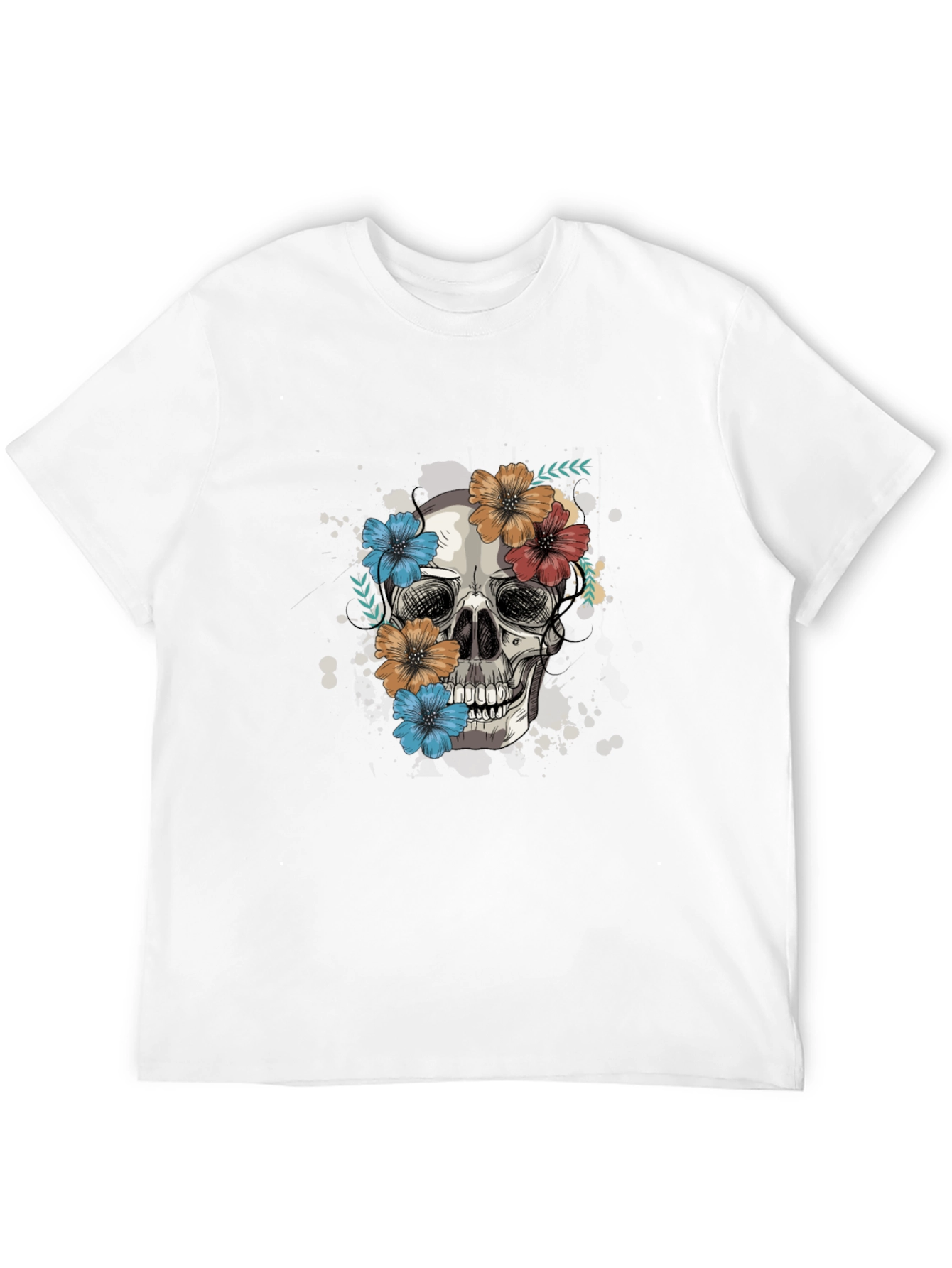 Black Skull & Floral Graphic Tee view 12