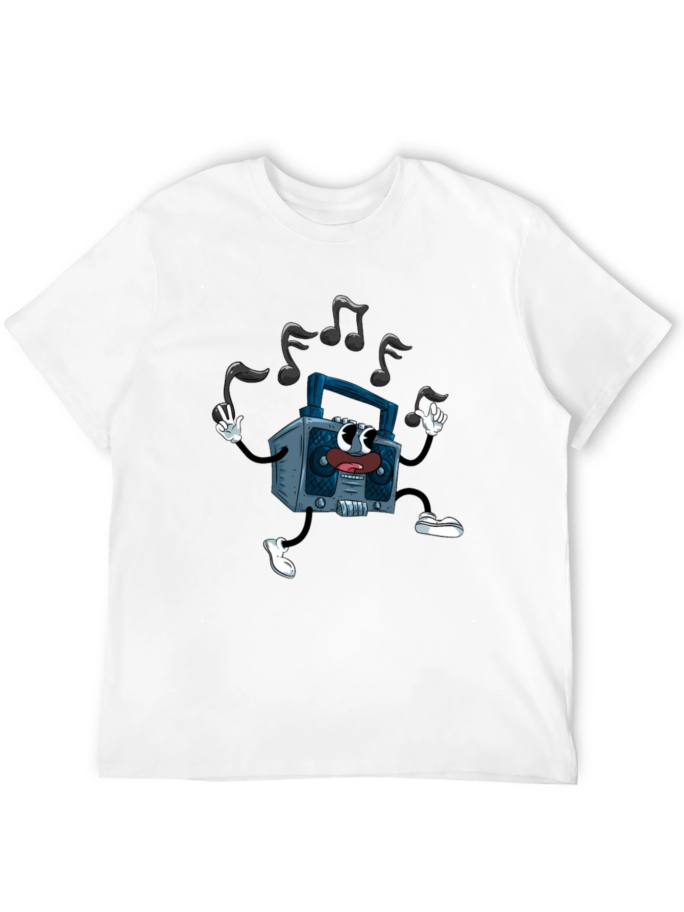 Black Retro Cartoon Boombox Graphic Tee view 12