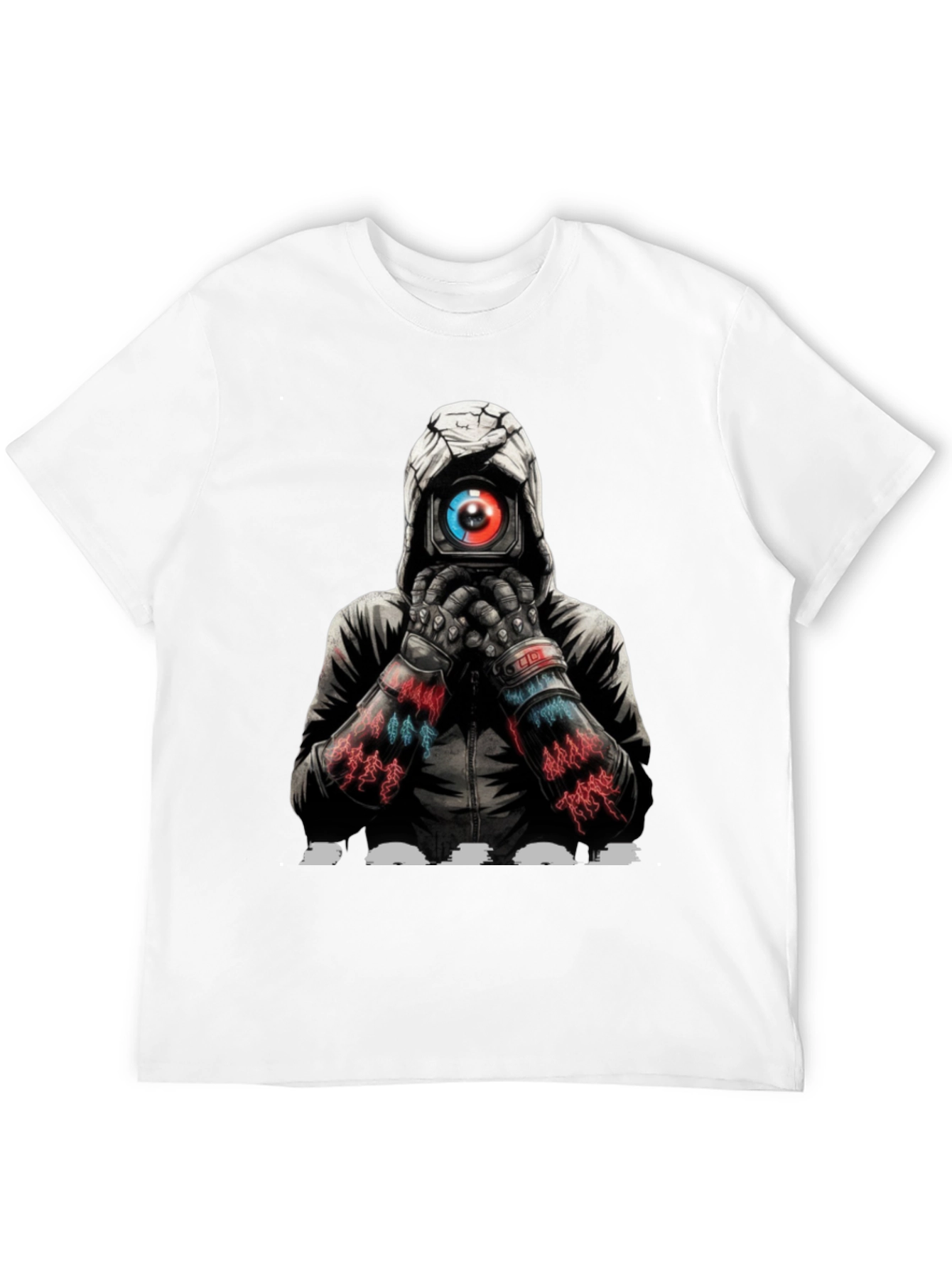 Black Cyberpunk Camera Eye Graphic Black T-Shirt view 12