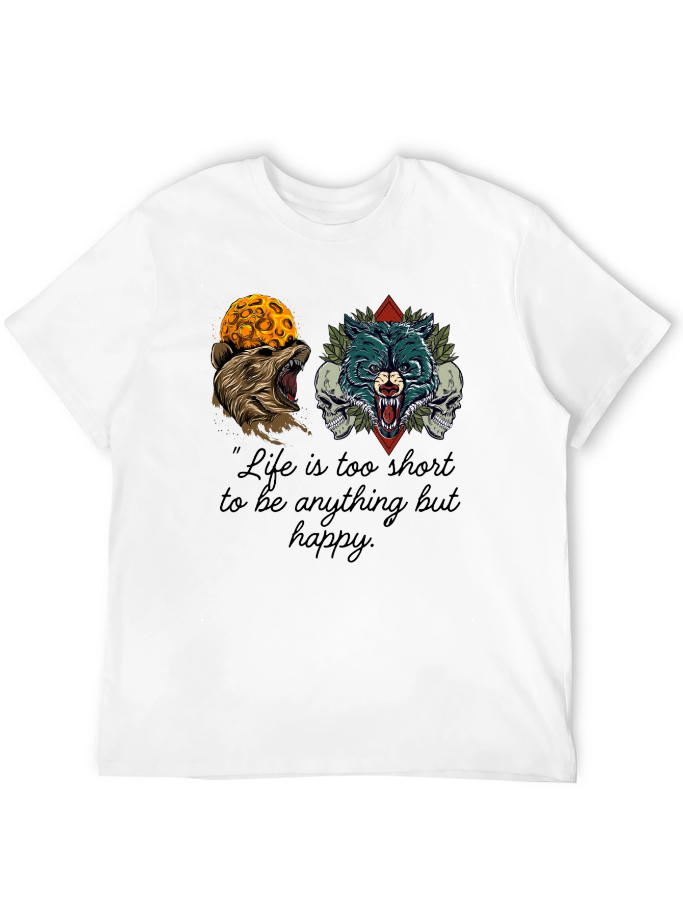 Black Bear and Wolf Graphic Tee - Life's Too Short view 12