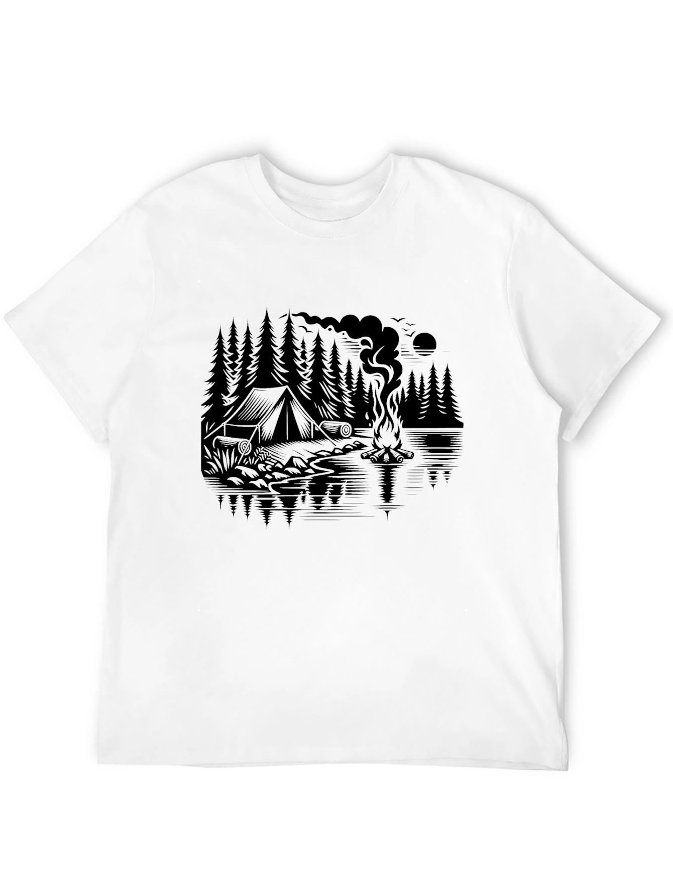 Black Camping Graphic Tee - Nature Lover's Black T-Shirt view 12