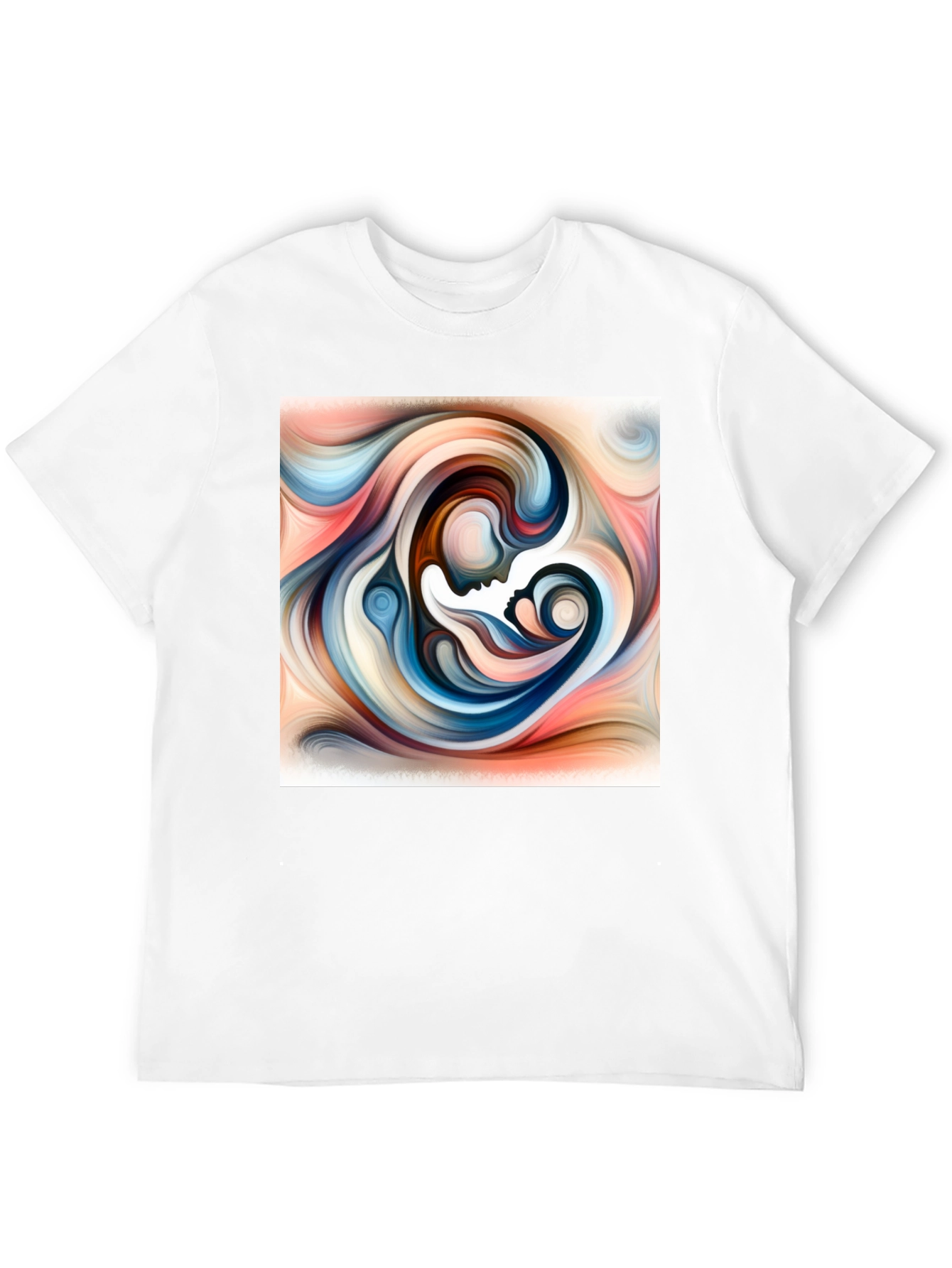 Black Abstract Mother Child Art T-Shirt - Unisex Black Tee view 12