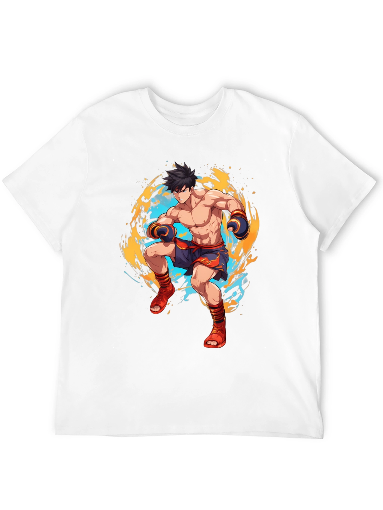 Anime Fighter Graphic Black T-Shirt - 12