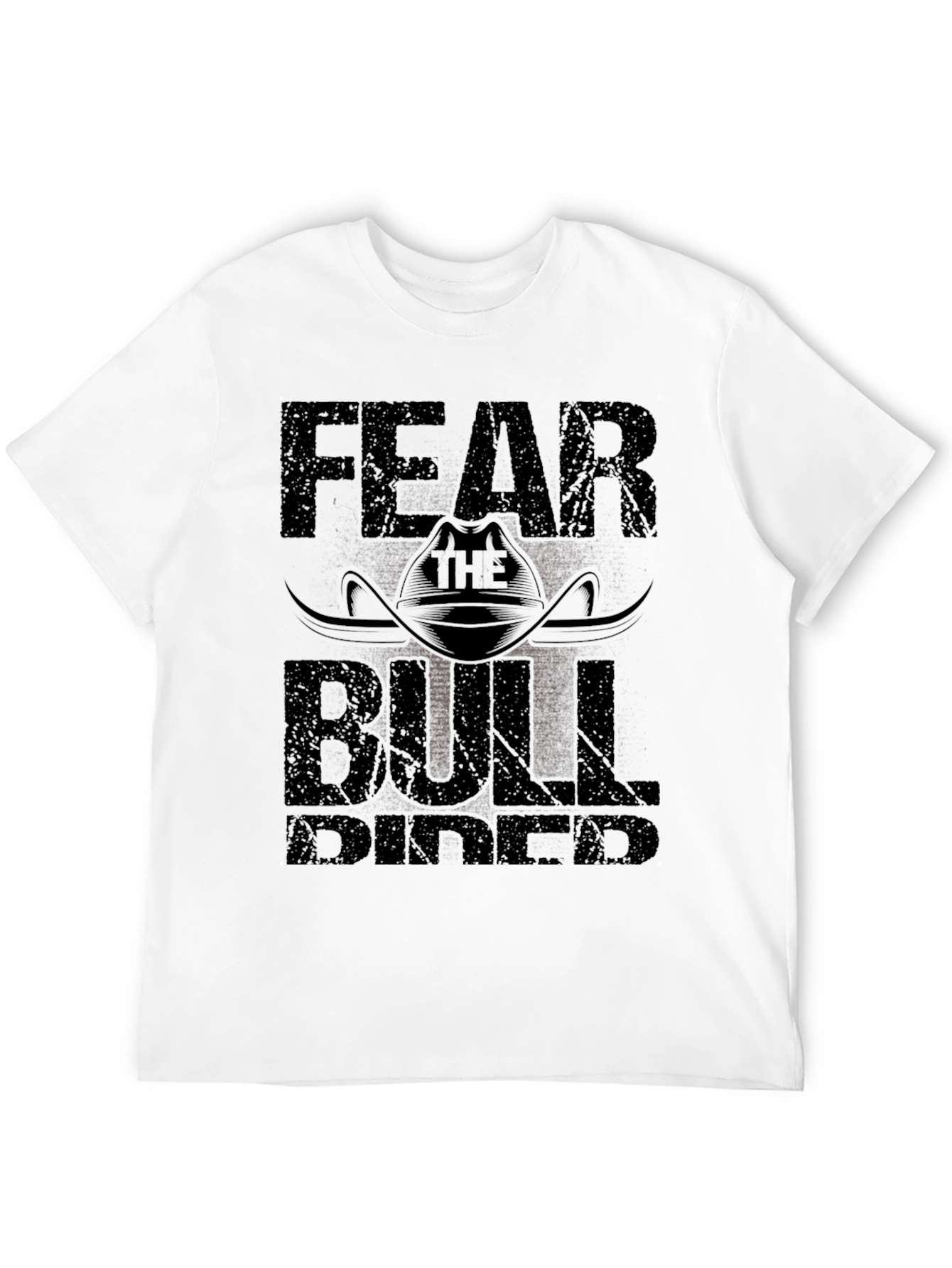 Black Fear the Bull Rider Black T-Shirt view 12