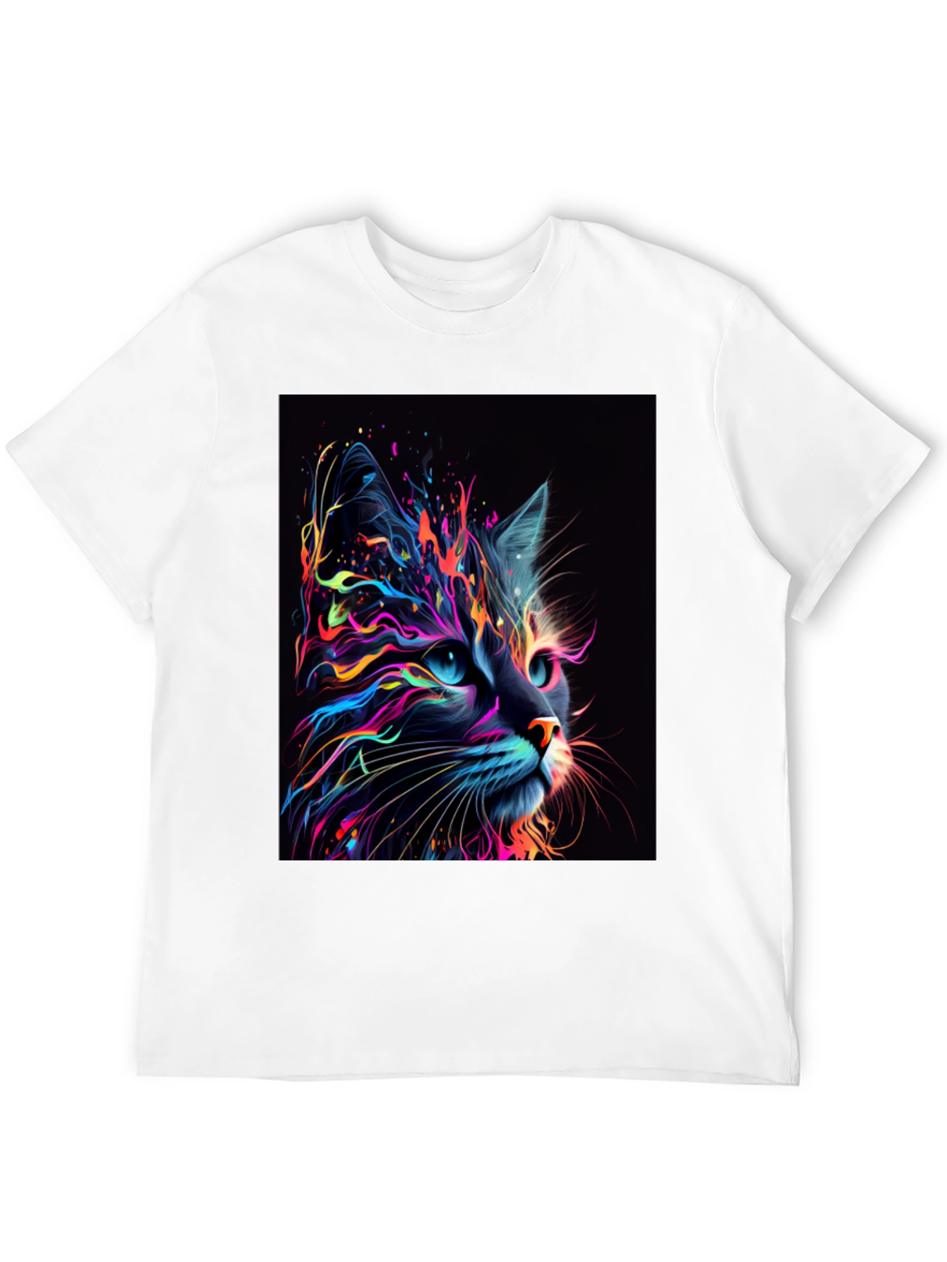 Black Neon Cat Graphic T-Shirt - Unique Design view 12