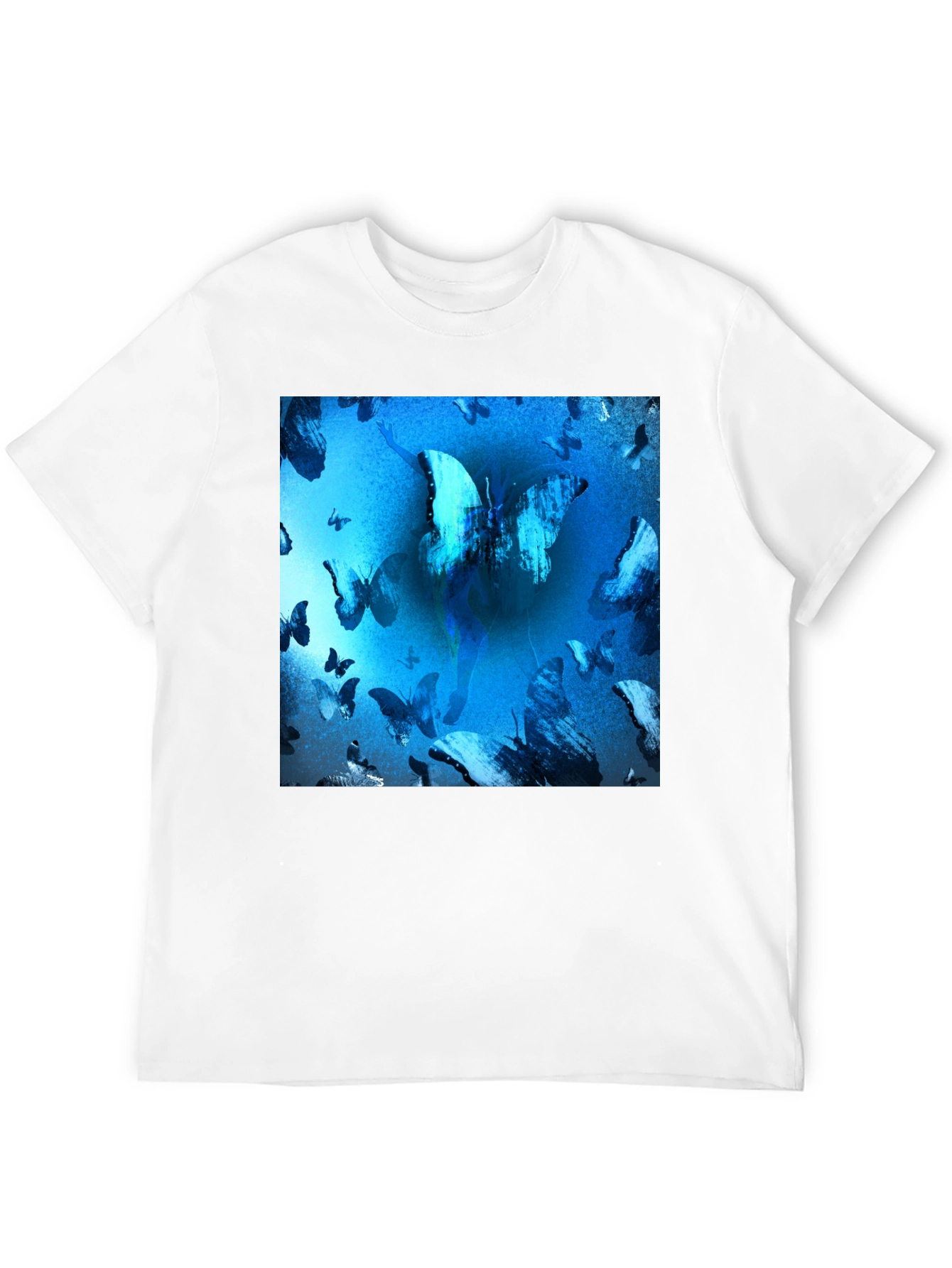 Black Butterfly Blue T-Shirt Graphic Tee view 12