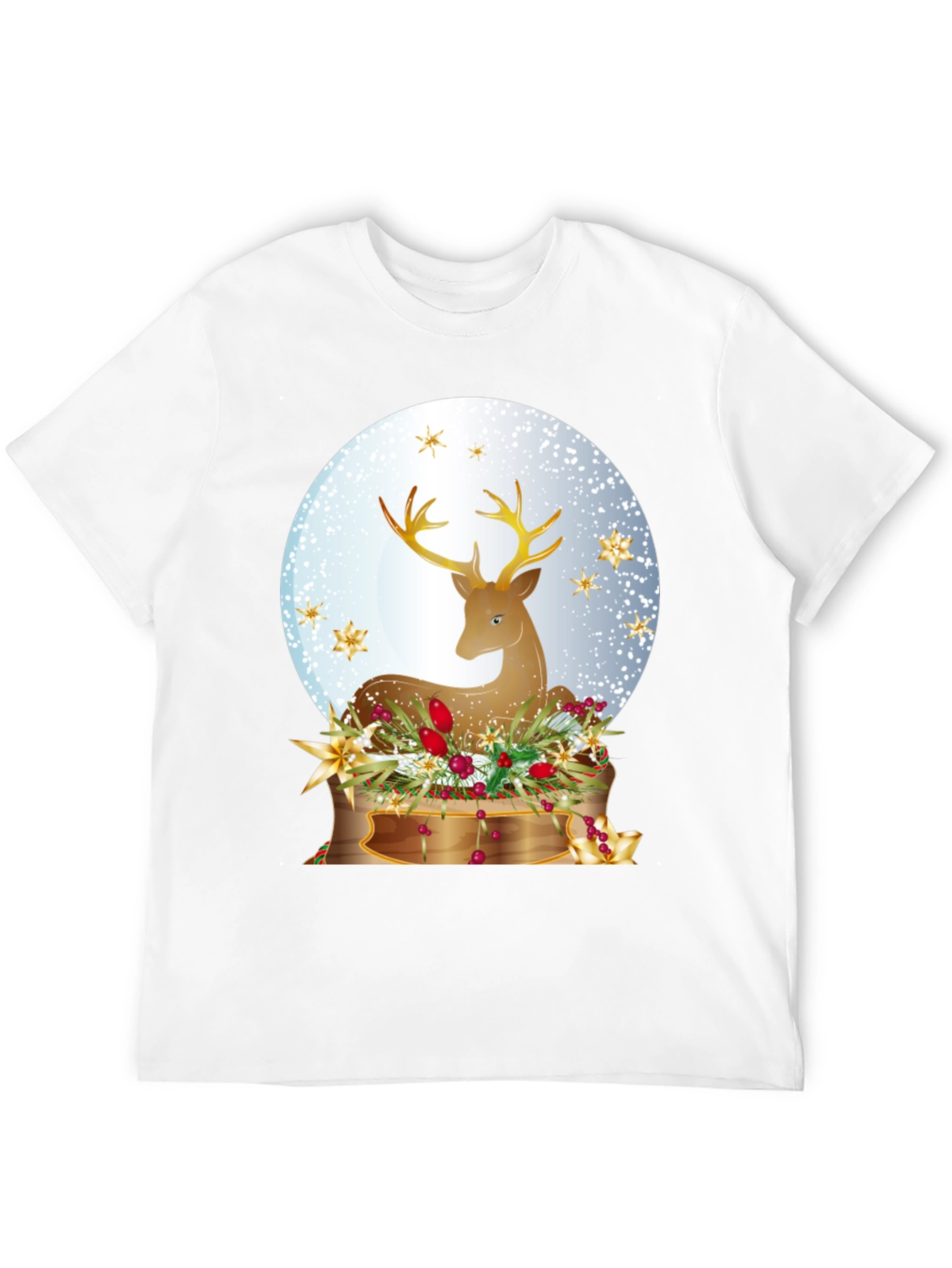 Black Festive Deer Graphic T-Shirt - Holiday Season Apparel view 12
