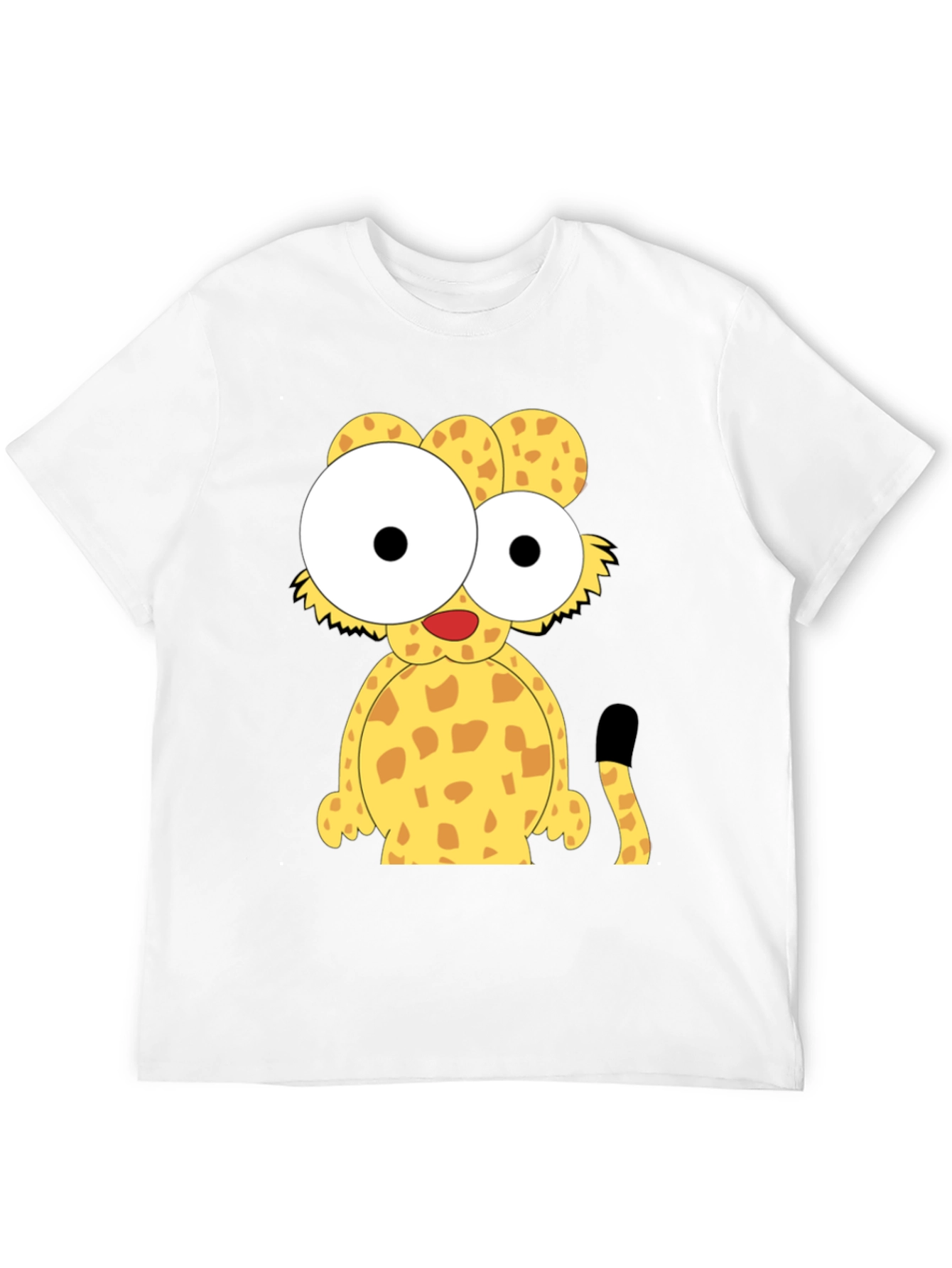 Black Cartoon Cheetah Graphic Tee - Black Cotton T-Shirt view 12