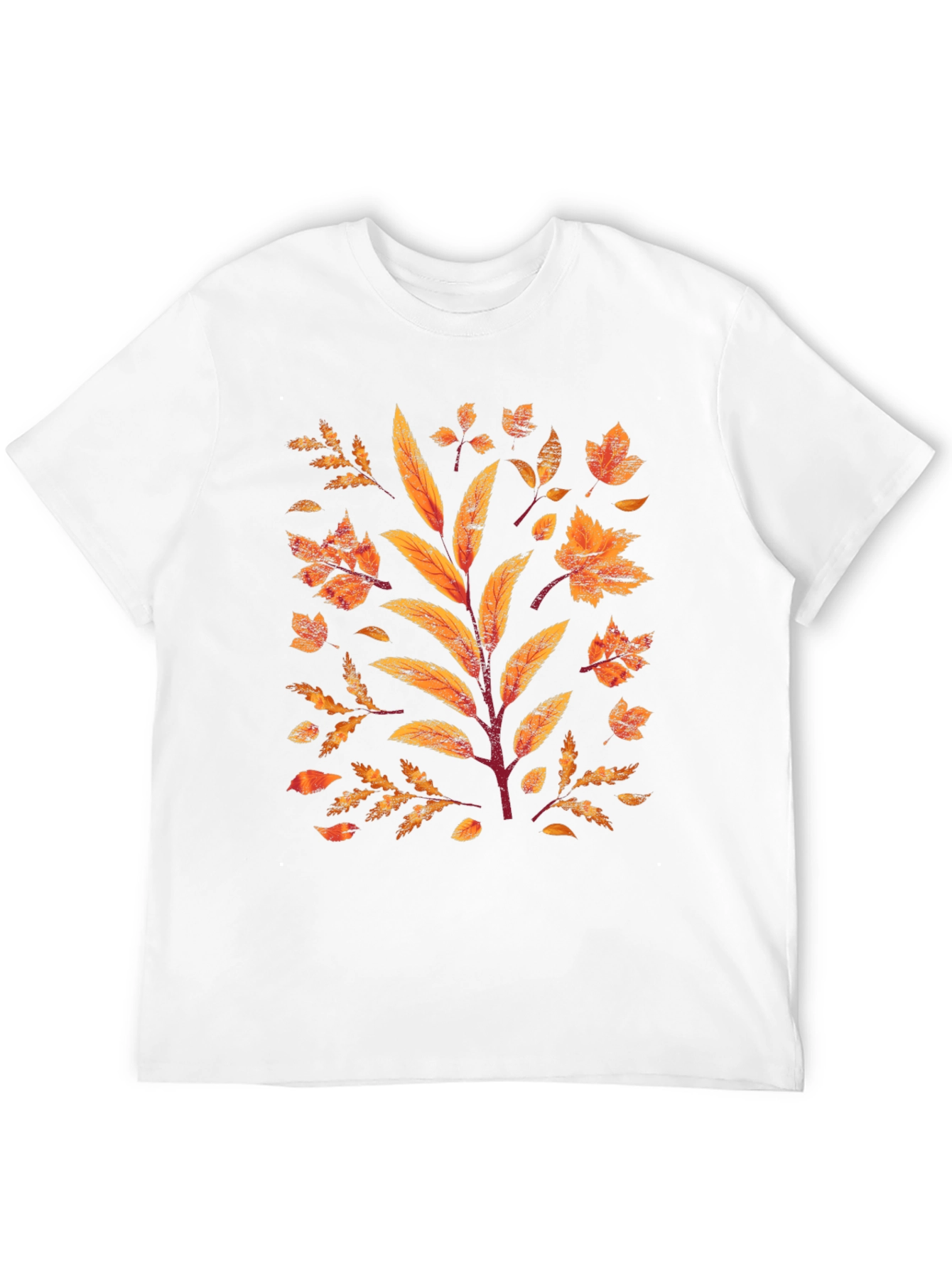 Black Autumn Leaves Graphic Print Black T-Shirt view 12