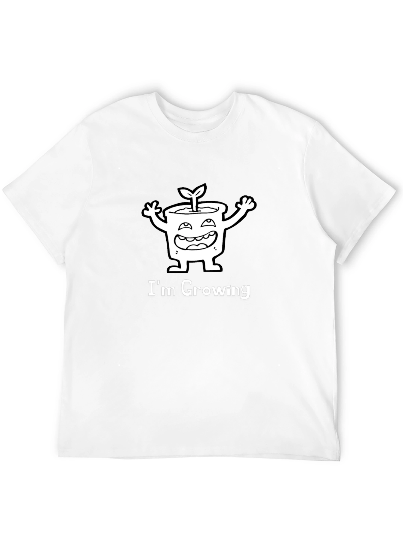 Black I'm Growing Cartoon Plant Graphic Tee - Black view 12