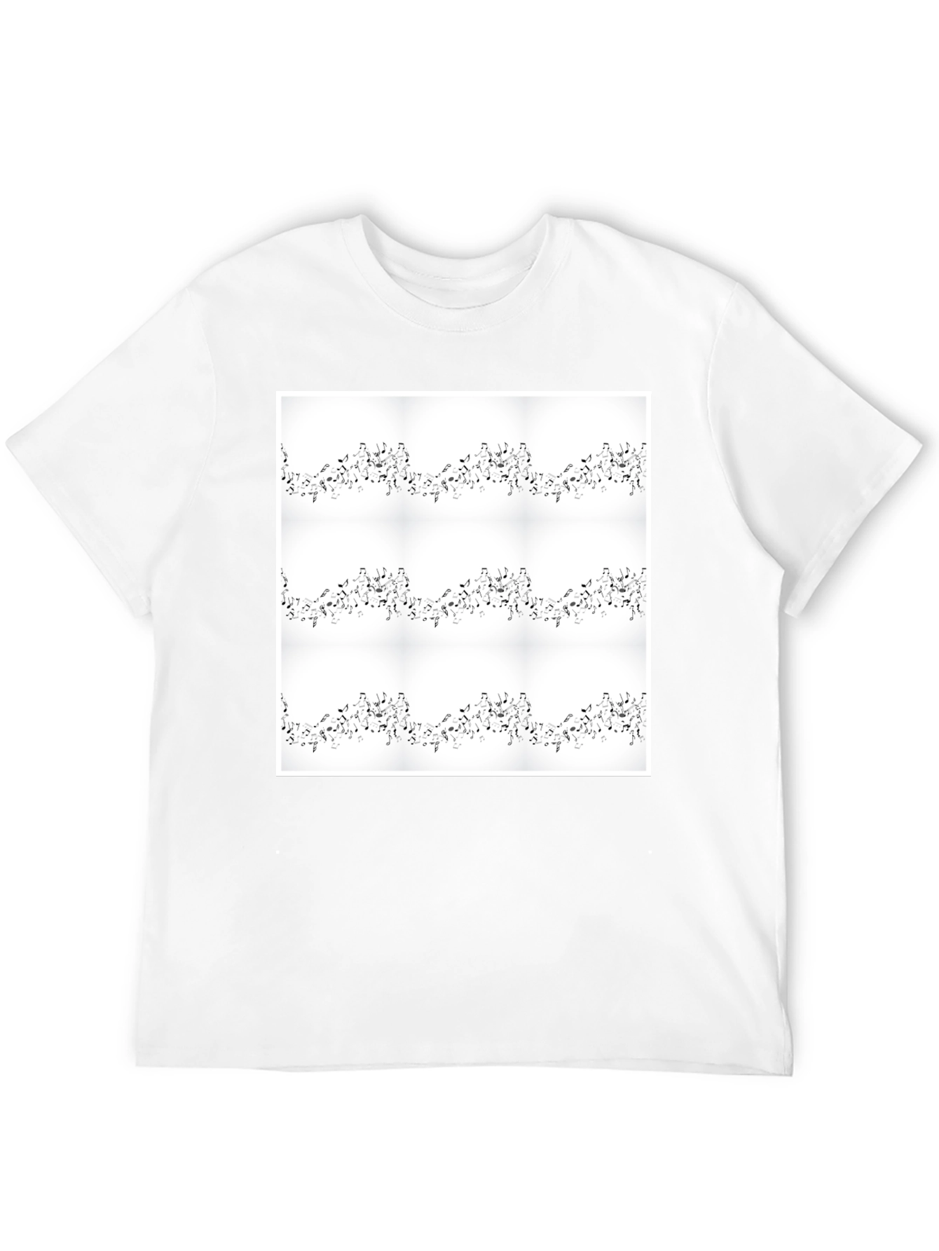 Black Musical Notes Pattern Black Tee view 12