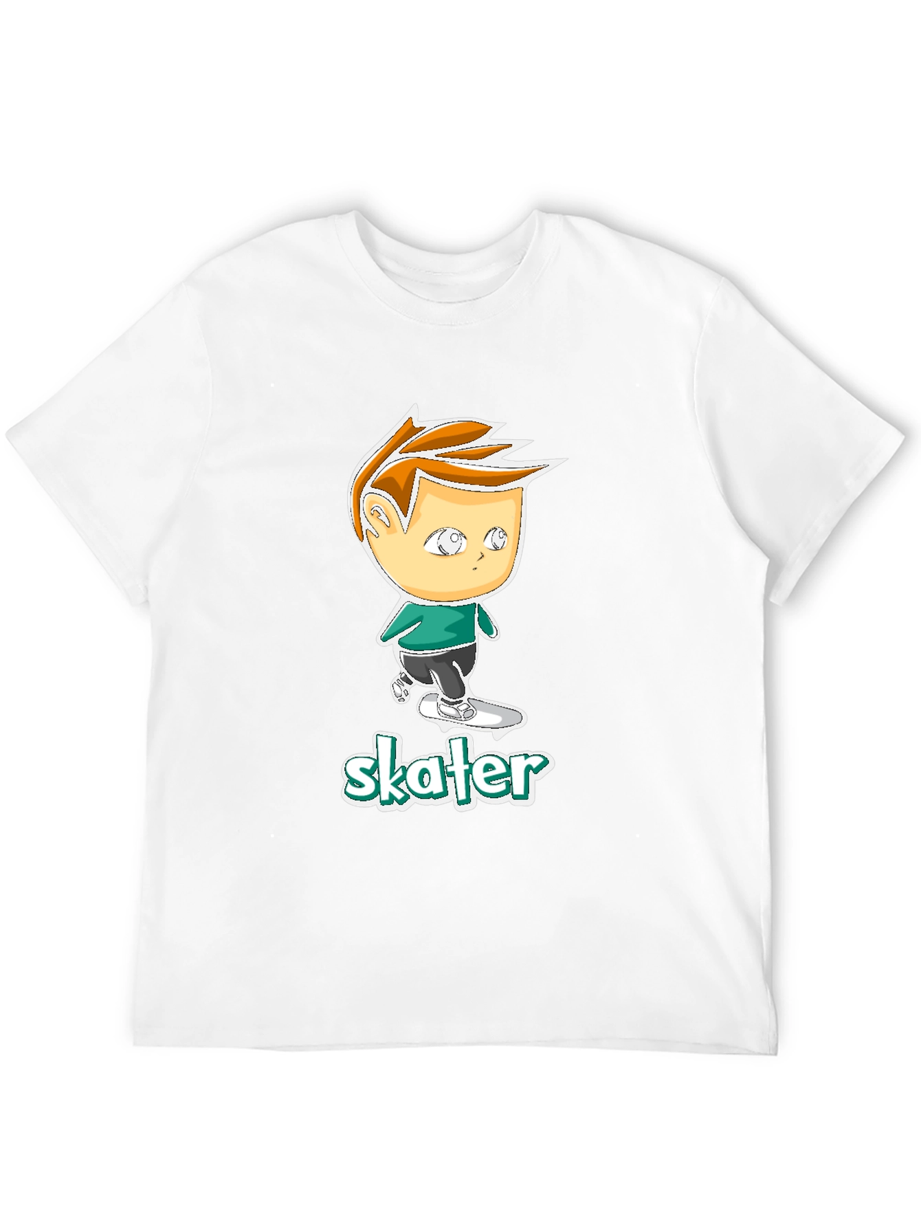 Black Cool Skater Boy Cartoon Black T-Shirt view 12