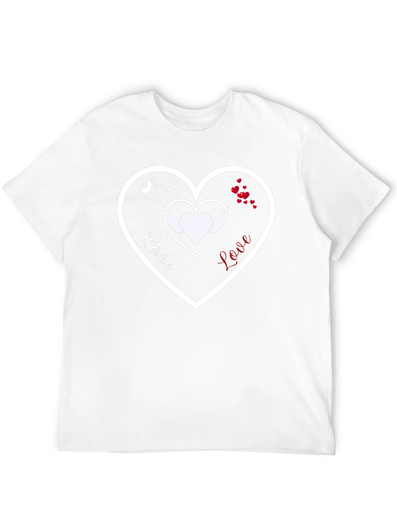Black Love Heart T-Shirt - Cupid & Angel Wings Graphic Tee view 12