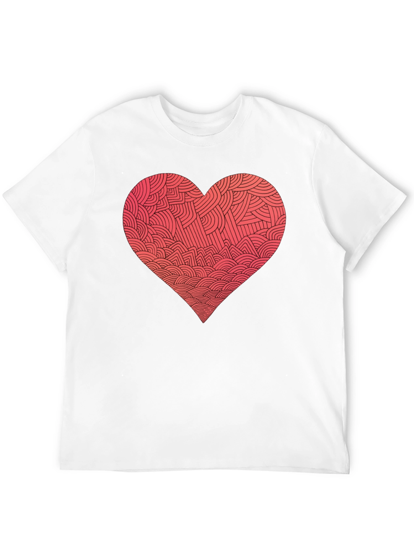 Black Heart Pattern Graphic Tee - Men's Black T-Shirt view 12