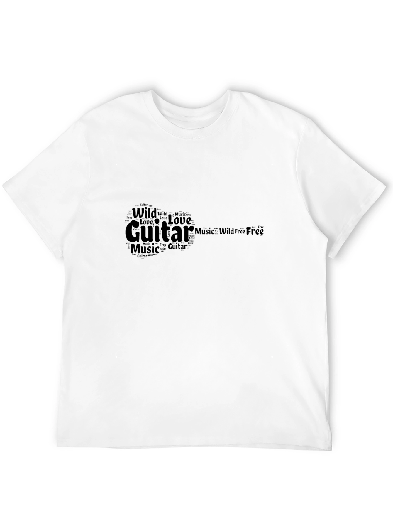 Black Guitar Music Word Art Tee - Black view 12