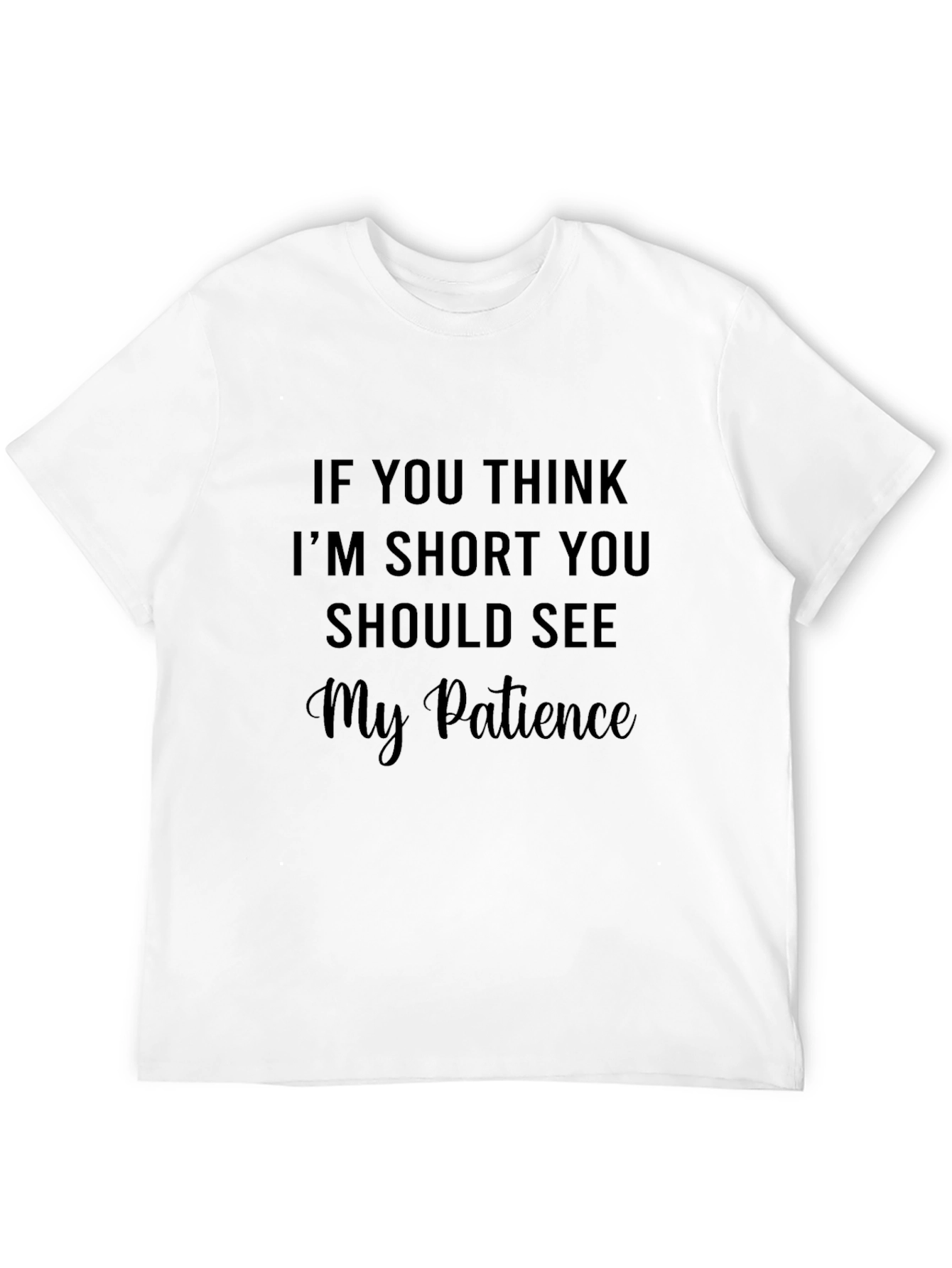 Black Humorous "Short Patience" Graphic Tee - Black view 12