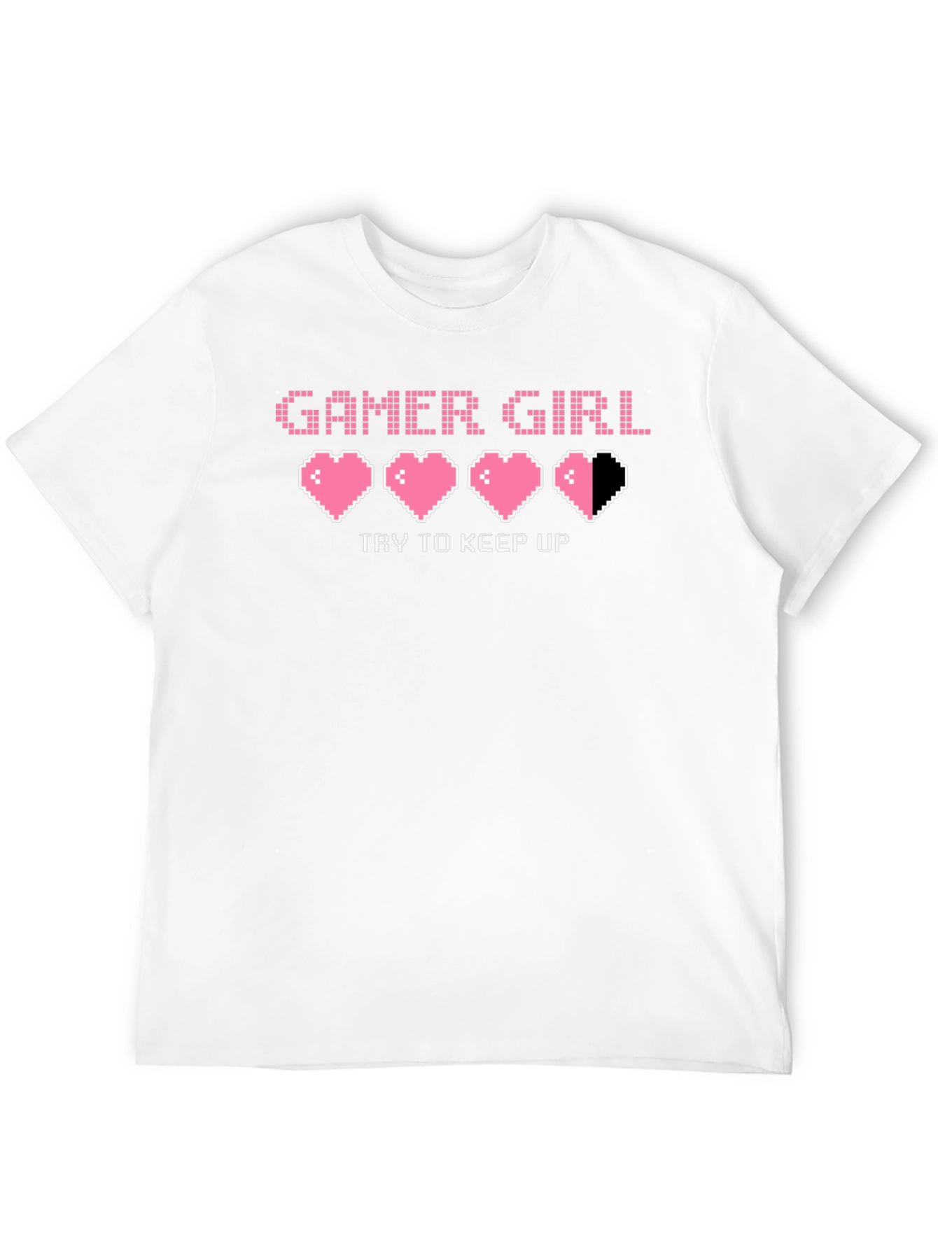 Black Gamer Girl Pixel Heart Graphic Tee - Try To Keep Up! view 12