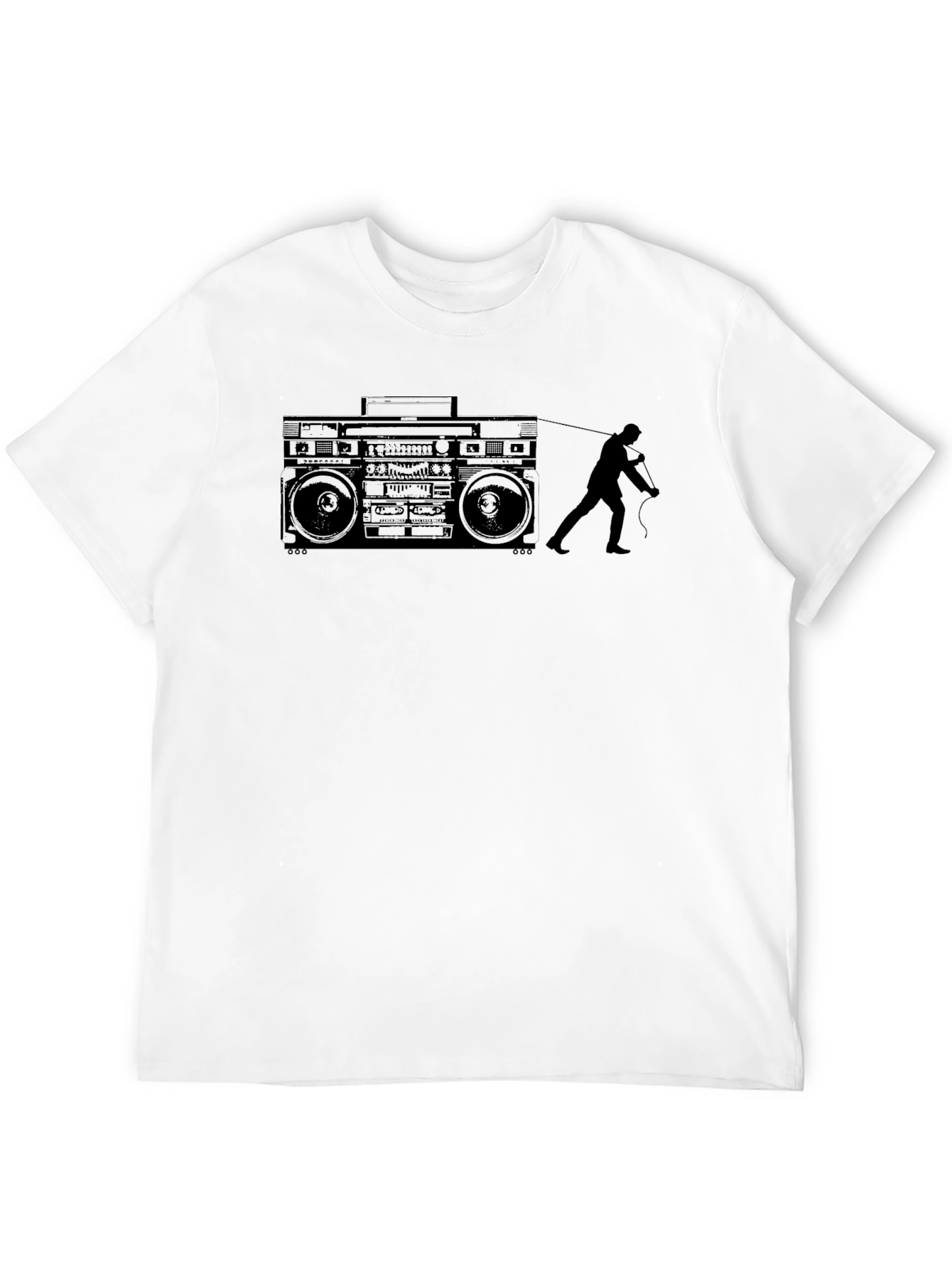 Black Retro Boombox Pull T-Shirt - Classic Cool view 12