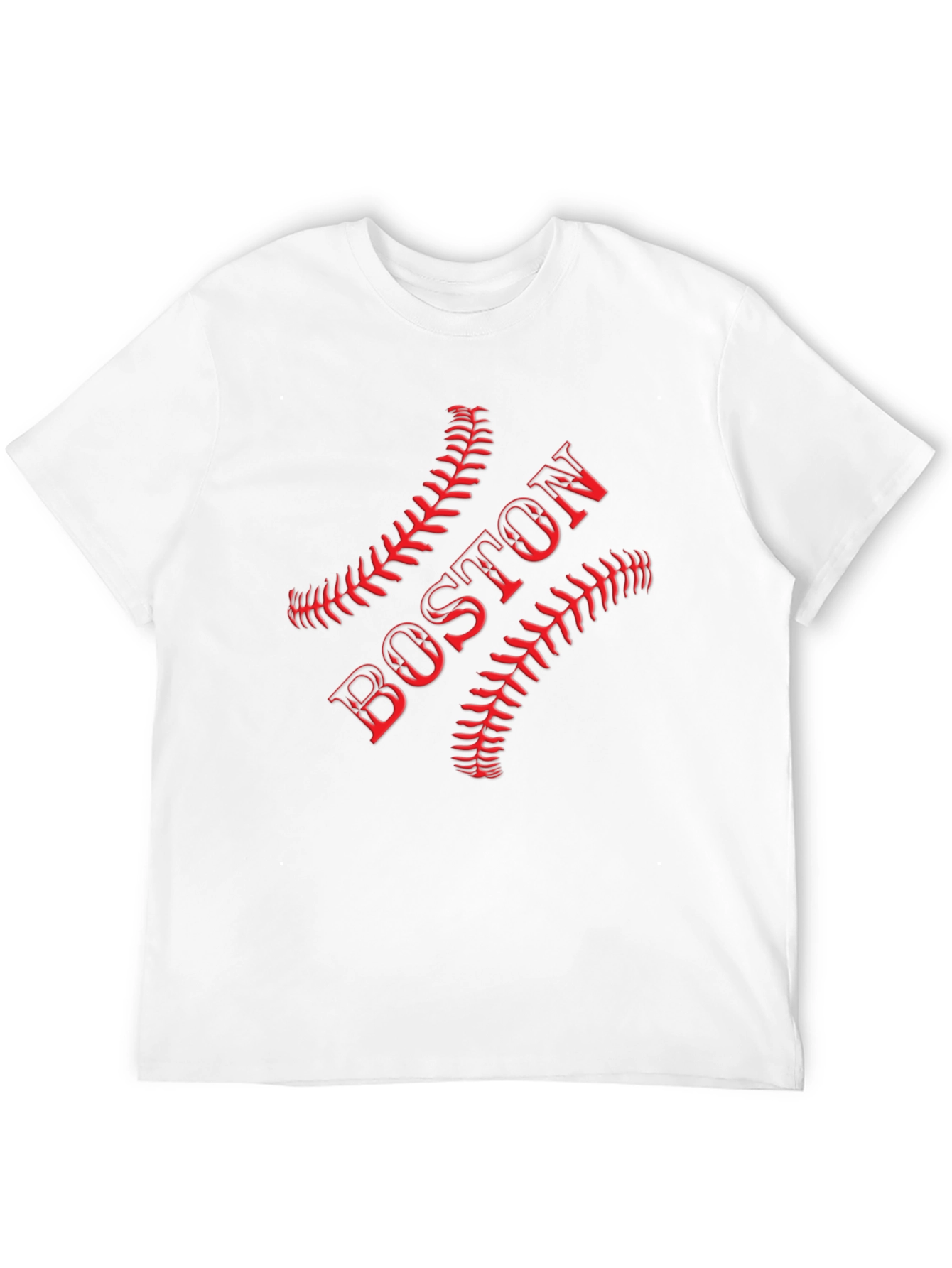 Black Boston Baseball T-Shirt - Red Stitch Design view 12