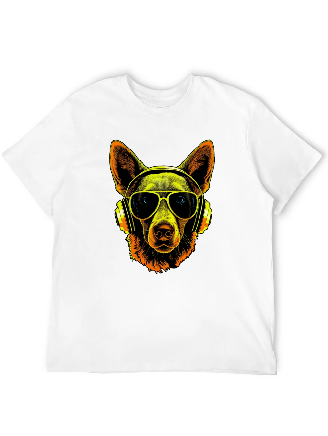 Black Dog DJ T-Shirt - Cool Canine with Headphones & Shades view 12