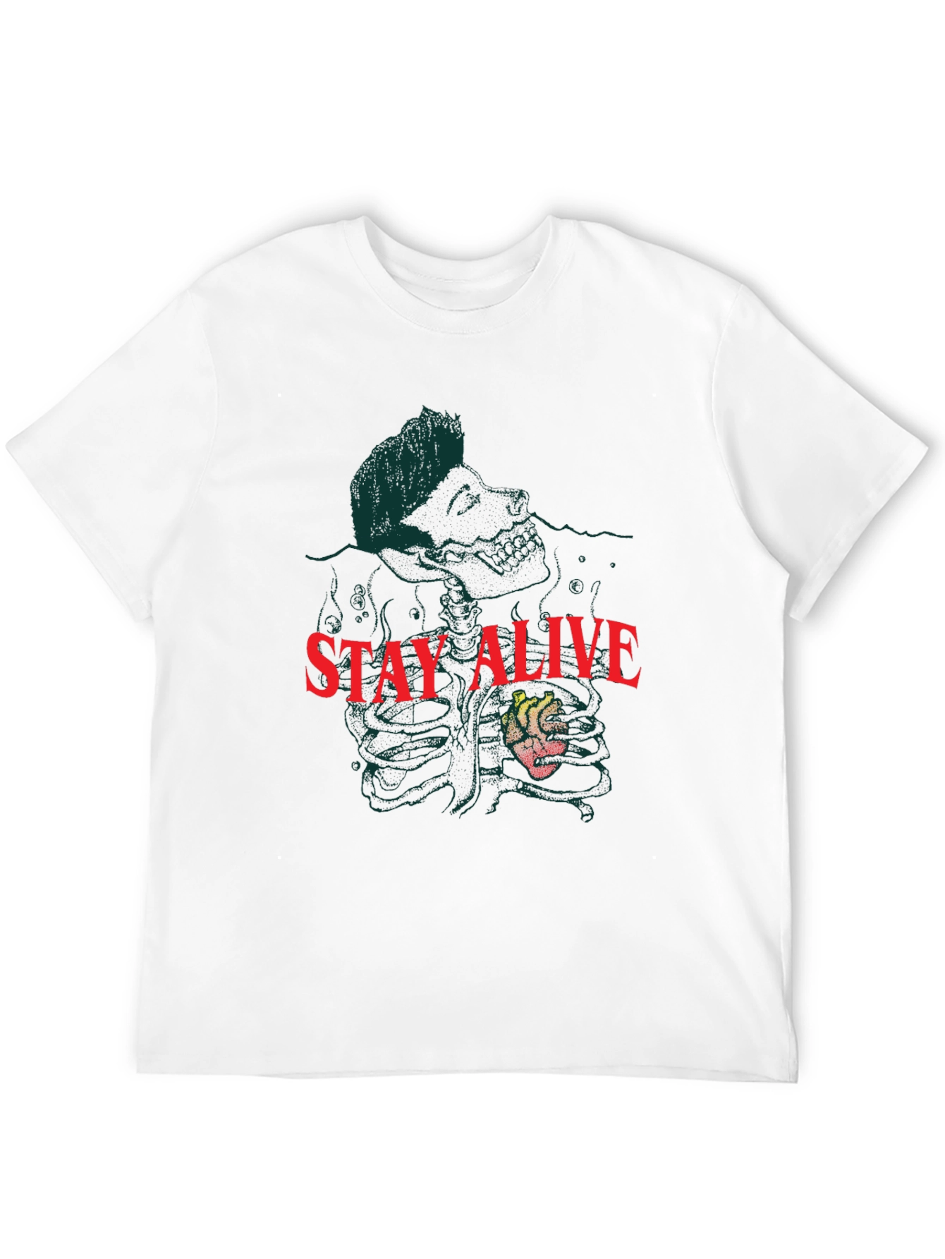 Black Stay Alive Graphic Tee - Black Crew Neck Cotton T-Shirt view 12