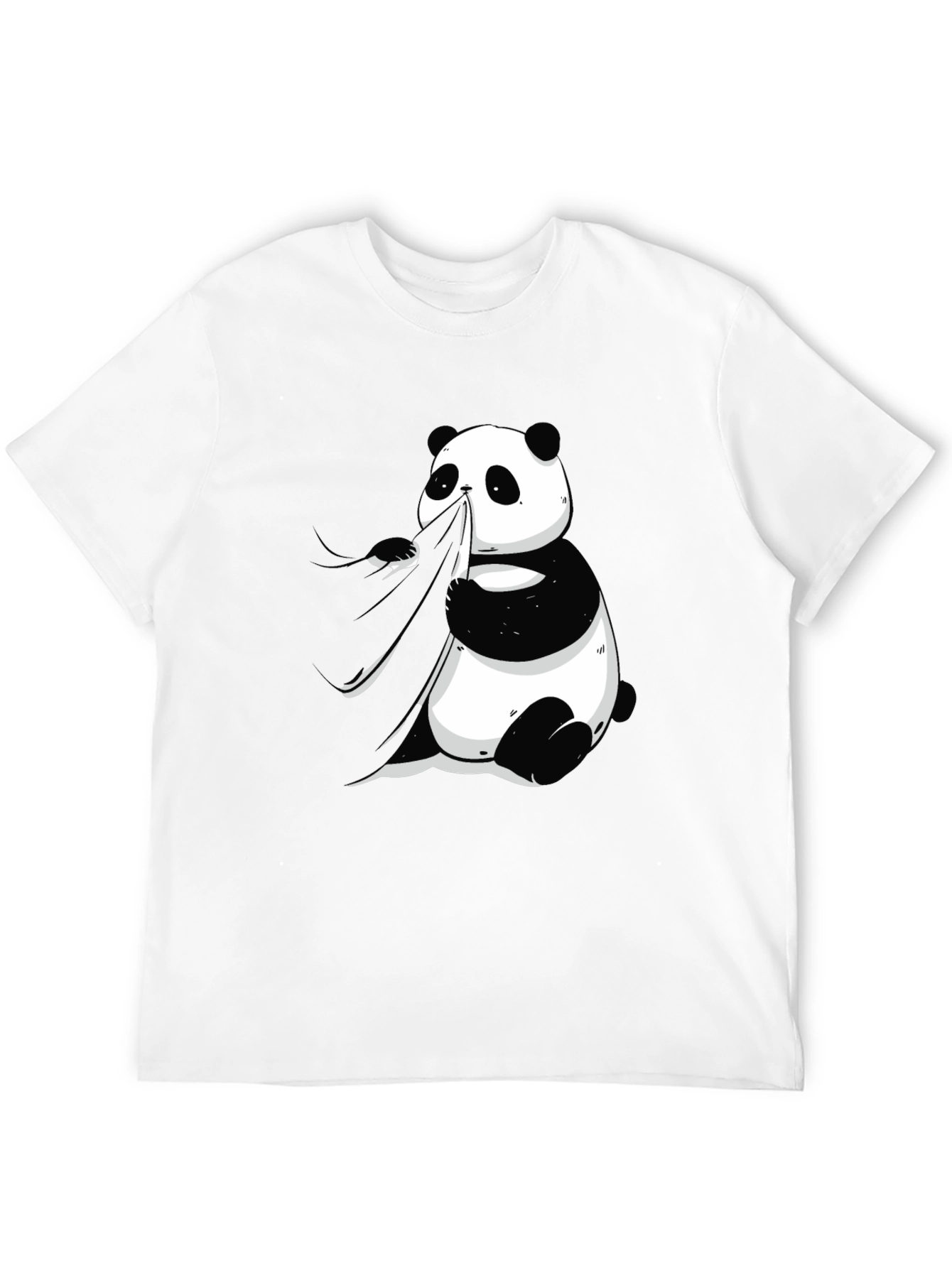Black Panda Eating Bamboo Graphic Tee - Men's Black T-Shirt view 12