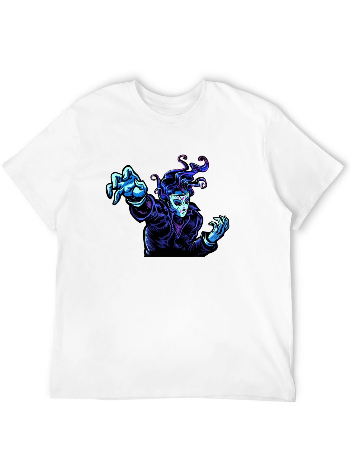 Black Graphic Tee - Masked Figure Design view 12