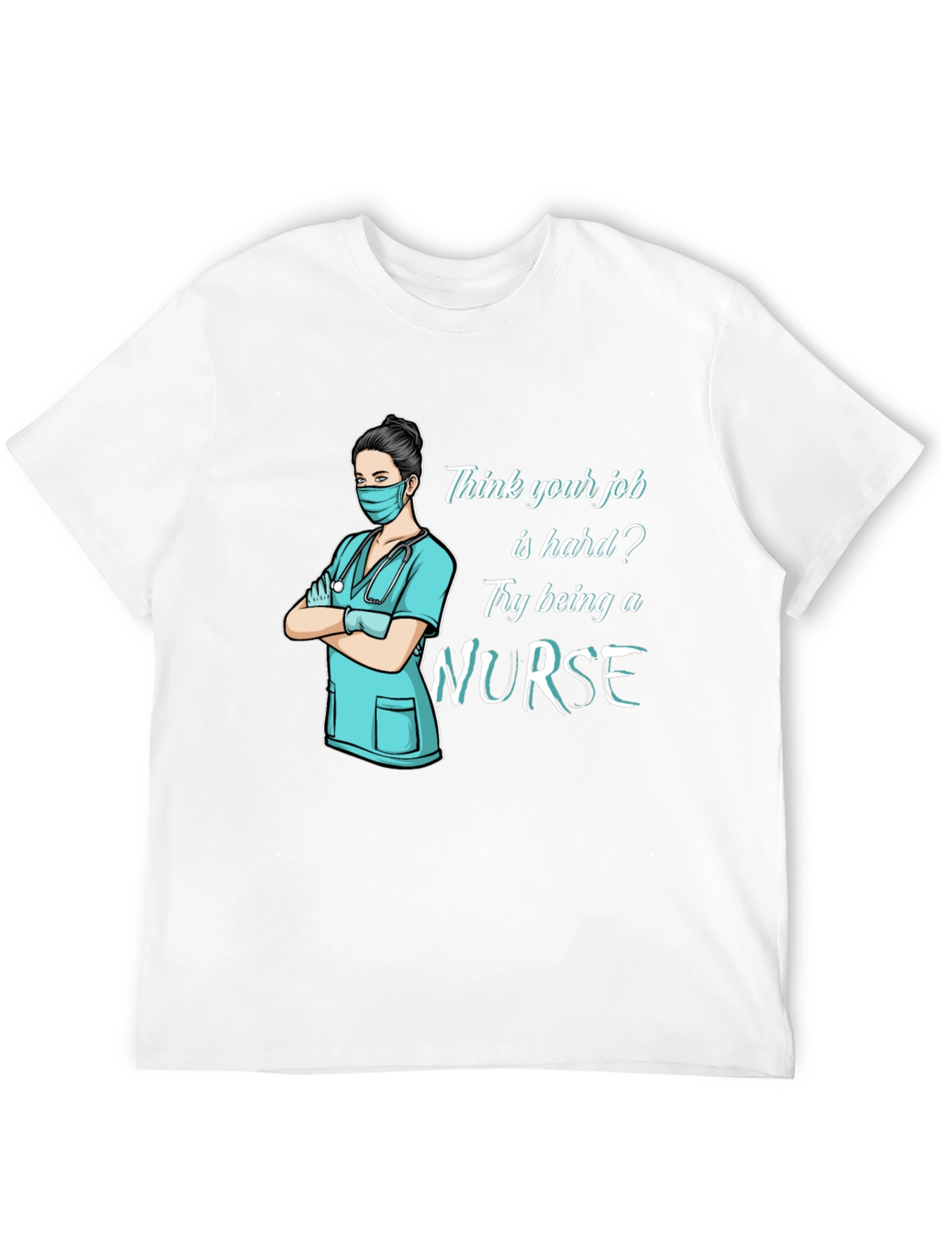 Black Nurse T-Shirt: Hard Job Graphic Tee view 12