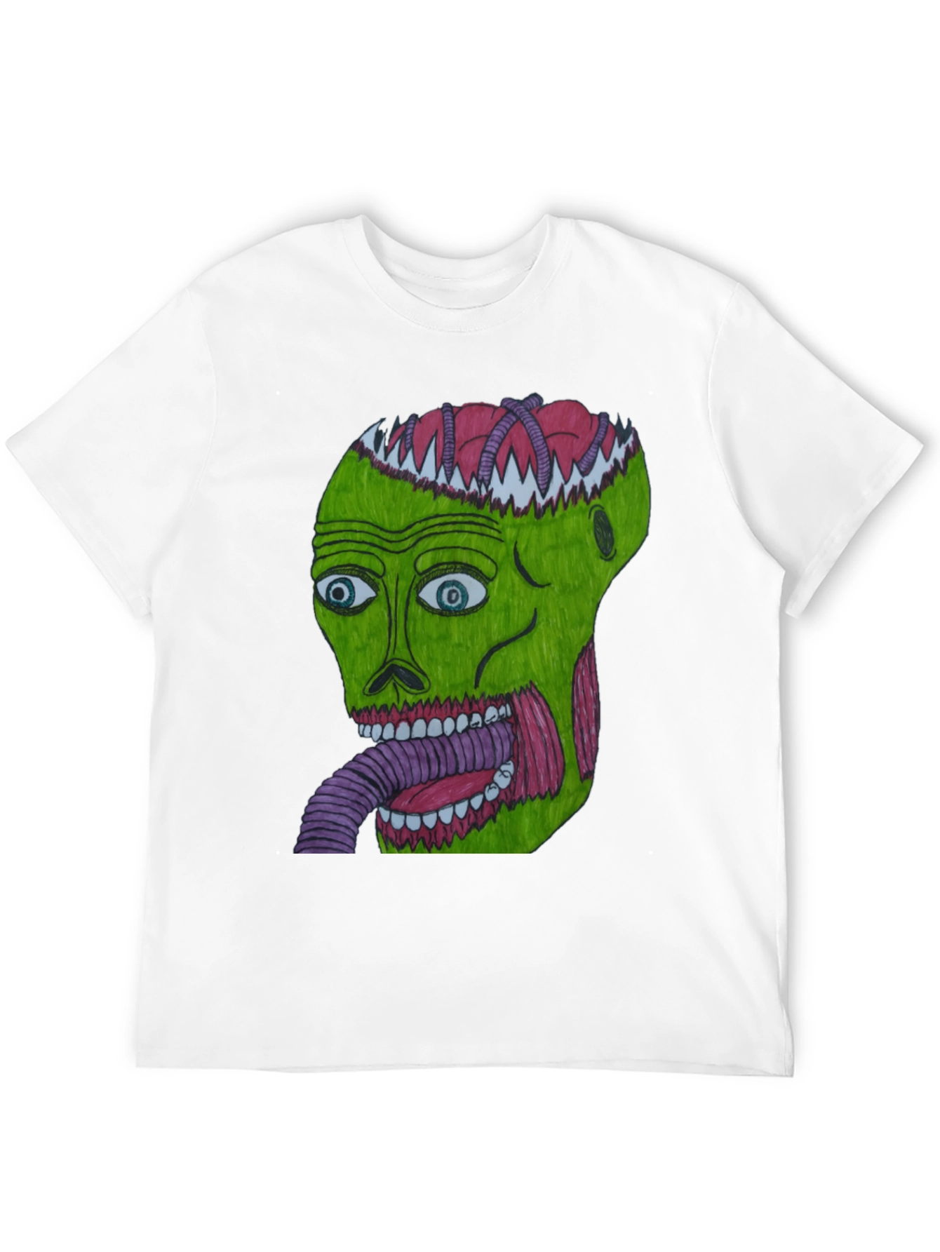 Black Grotesque Green Head Graphic T-Shirt view 12