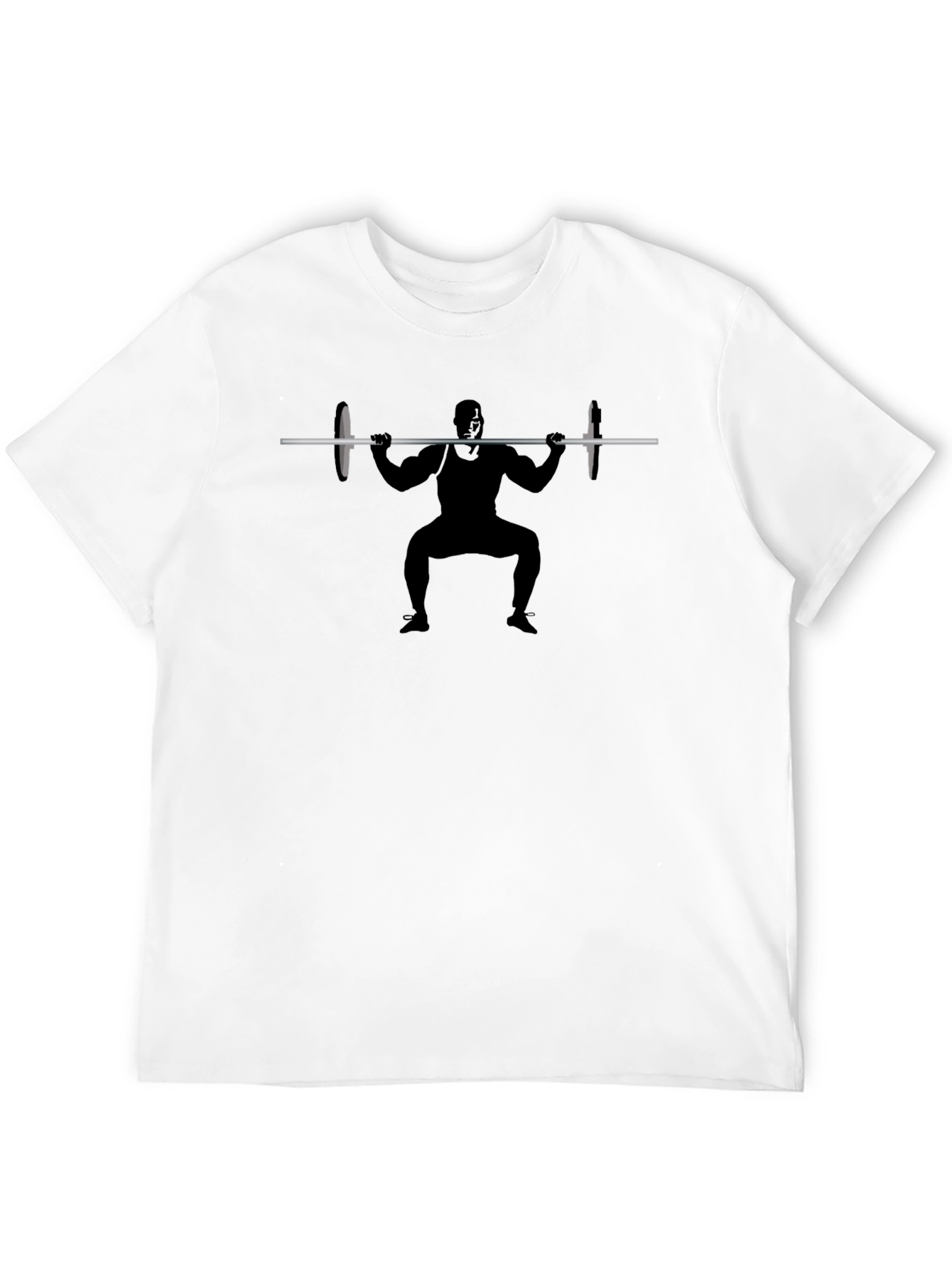 Black Weightlifter Silhouette Black T-Shirt view 12