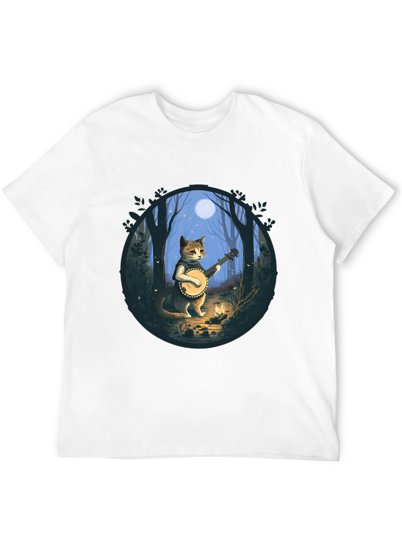 Black Cat Banjo Player Graphic Tee view 12