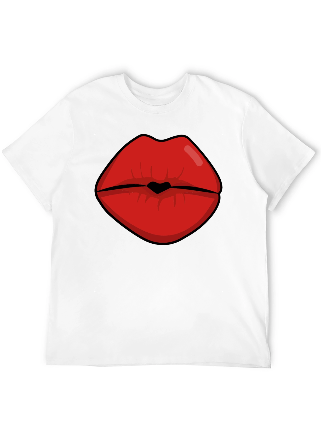 Black Bold Lips Graphic Tee - Black Cotton Blend view 12