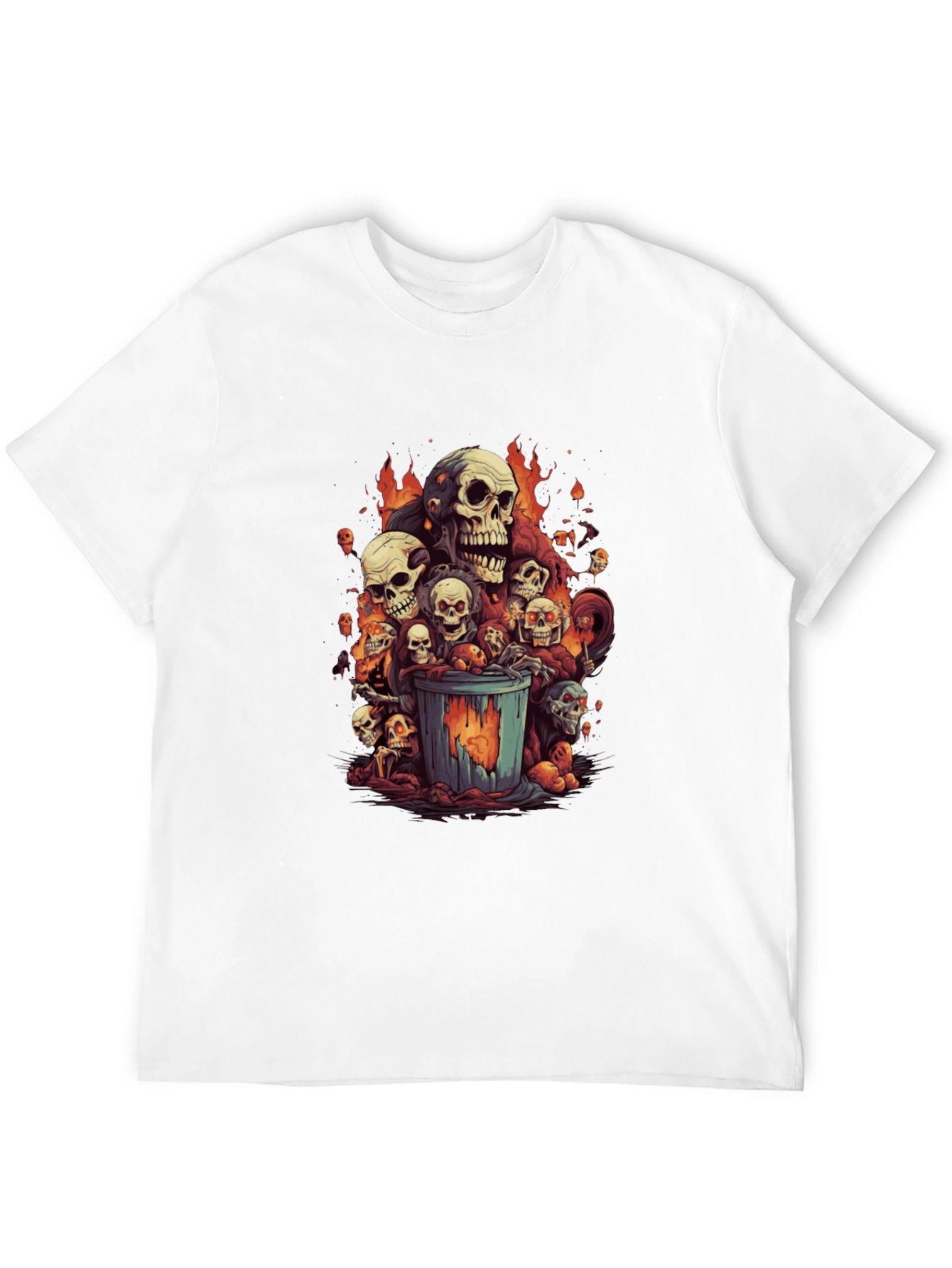 Black Skull Trash Can Graphic Tee - Men's Black T-Shirt view 12