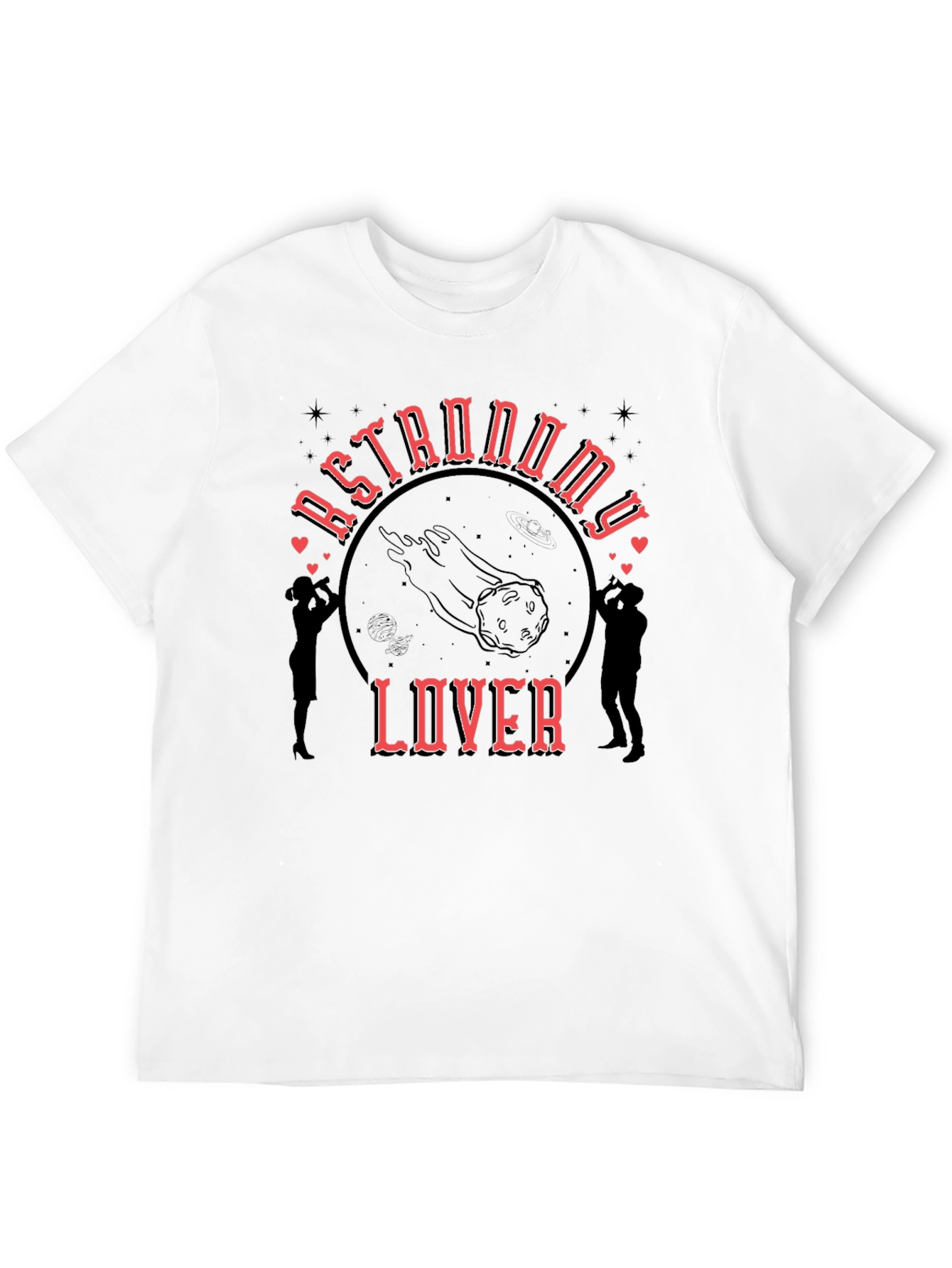 Black Astronomy Lover Graphic Tee - Black Cotton T-Shirt view 12