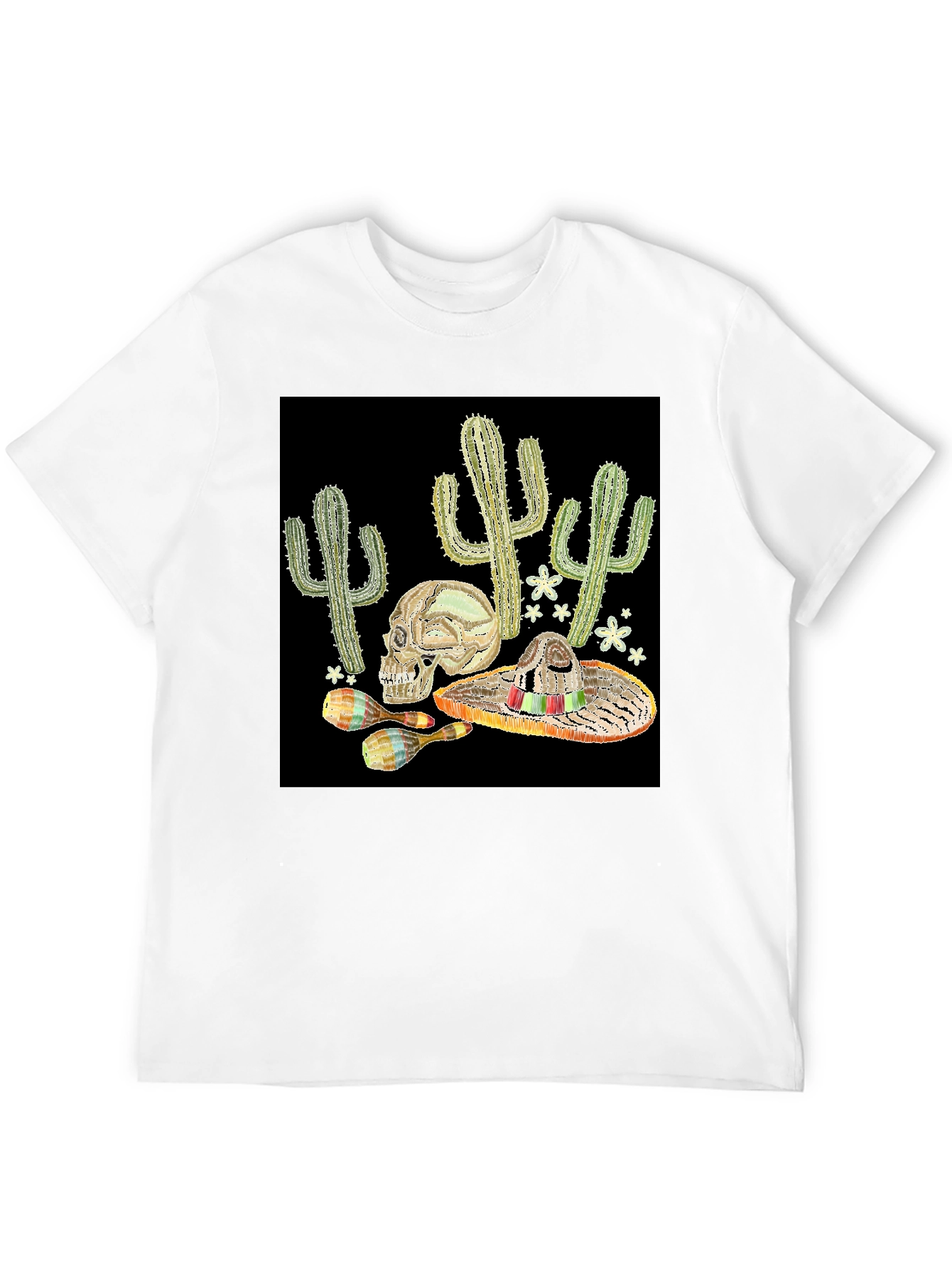 Black Cactus Skull Sombrero Graphic Tee view 12