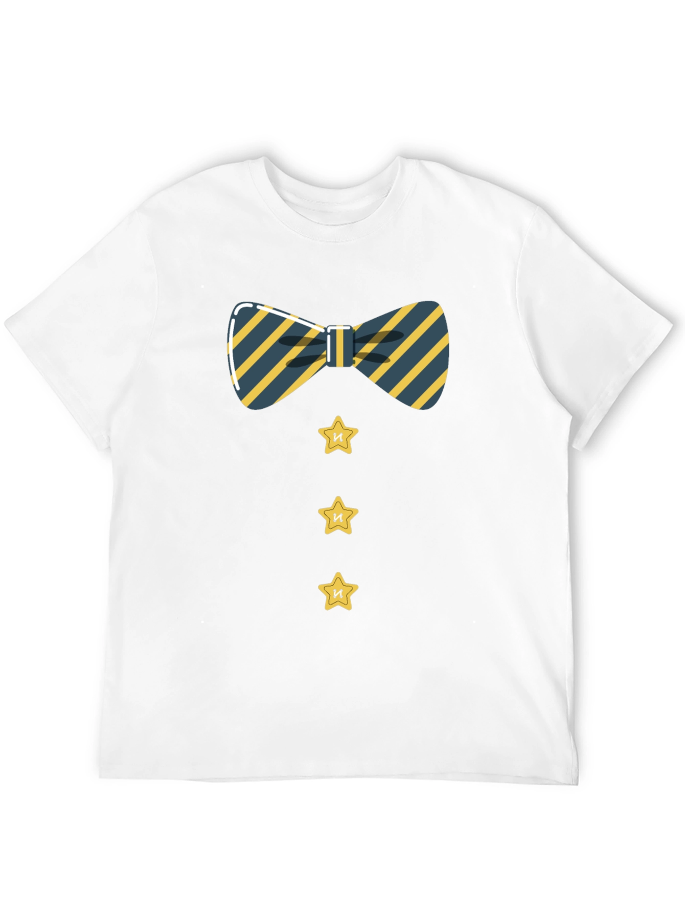 Black Striped Bowtie and Star Button Tee view 12
