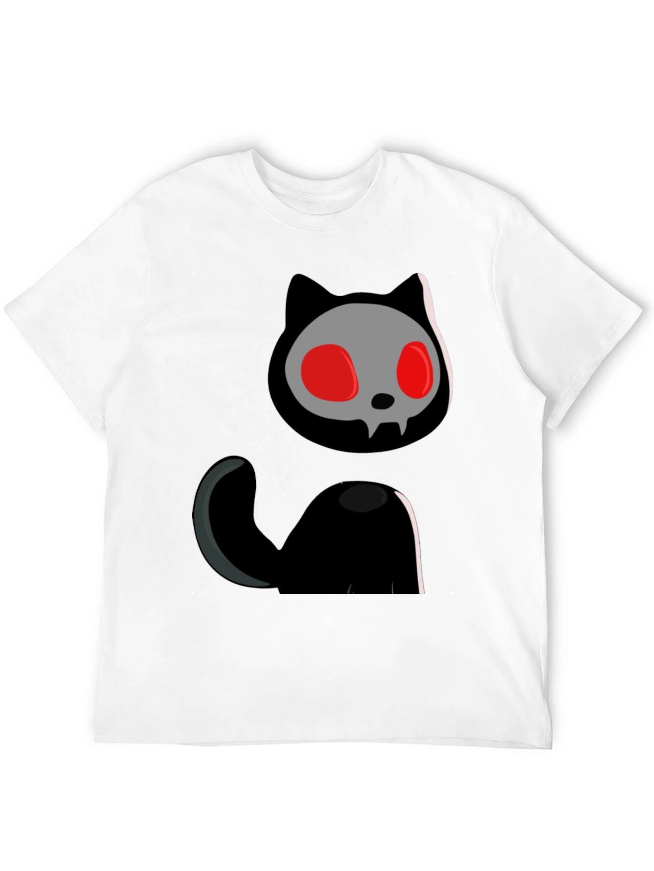 Black Skull Cat Graphic Tee - Black Cotton T-Shirt view 12