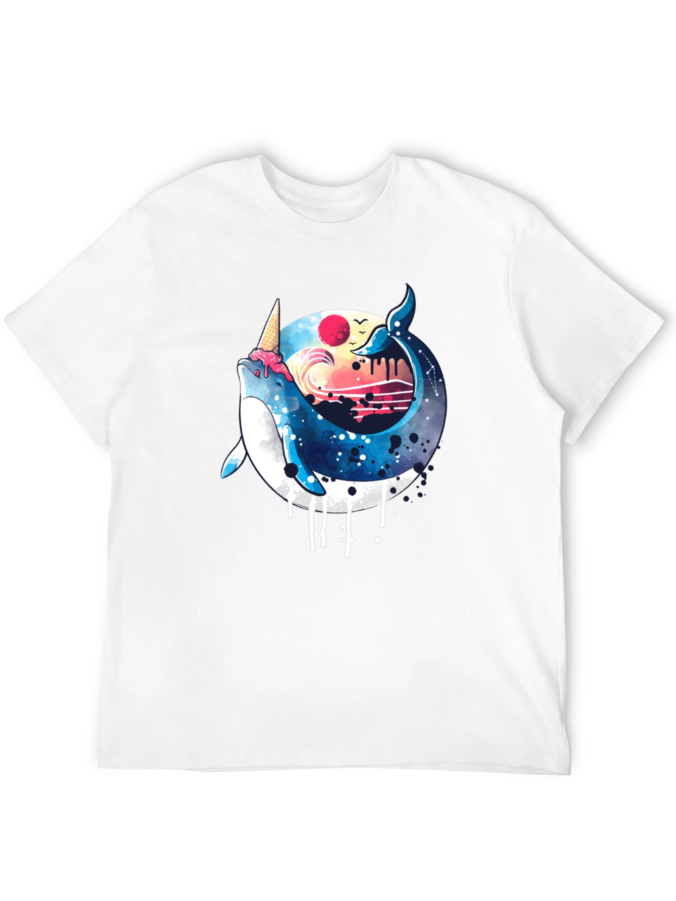 Black Whimsical Whale Ice Cream T-Shirt view 12