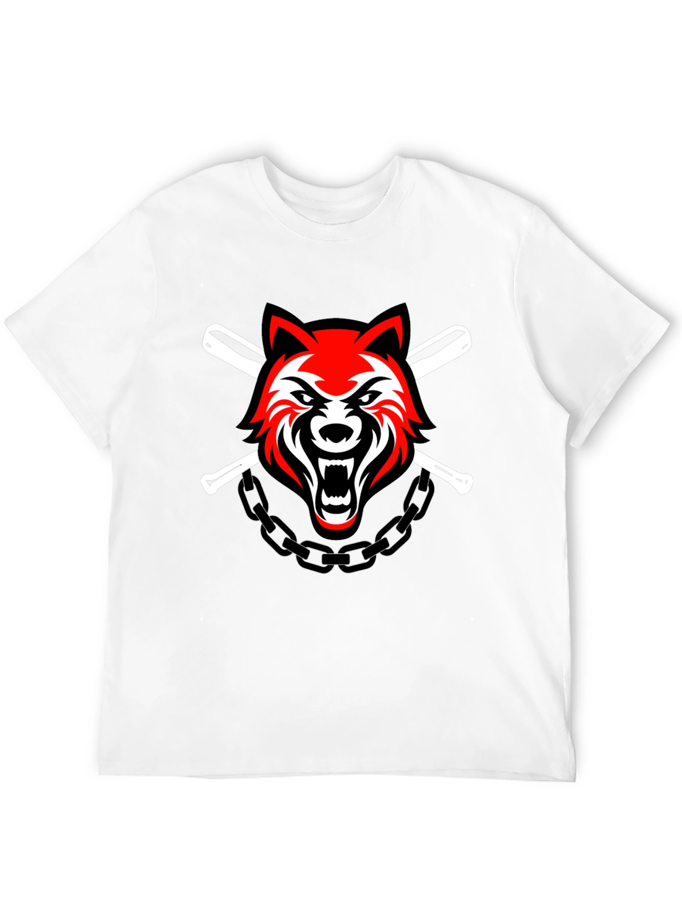 Black Wolf & Baseball Bats Graphic T-Shirt view 12