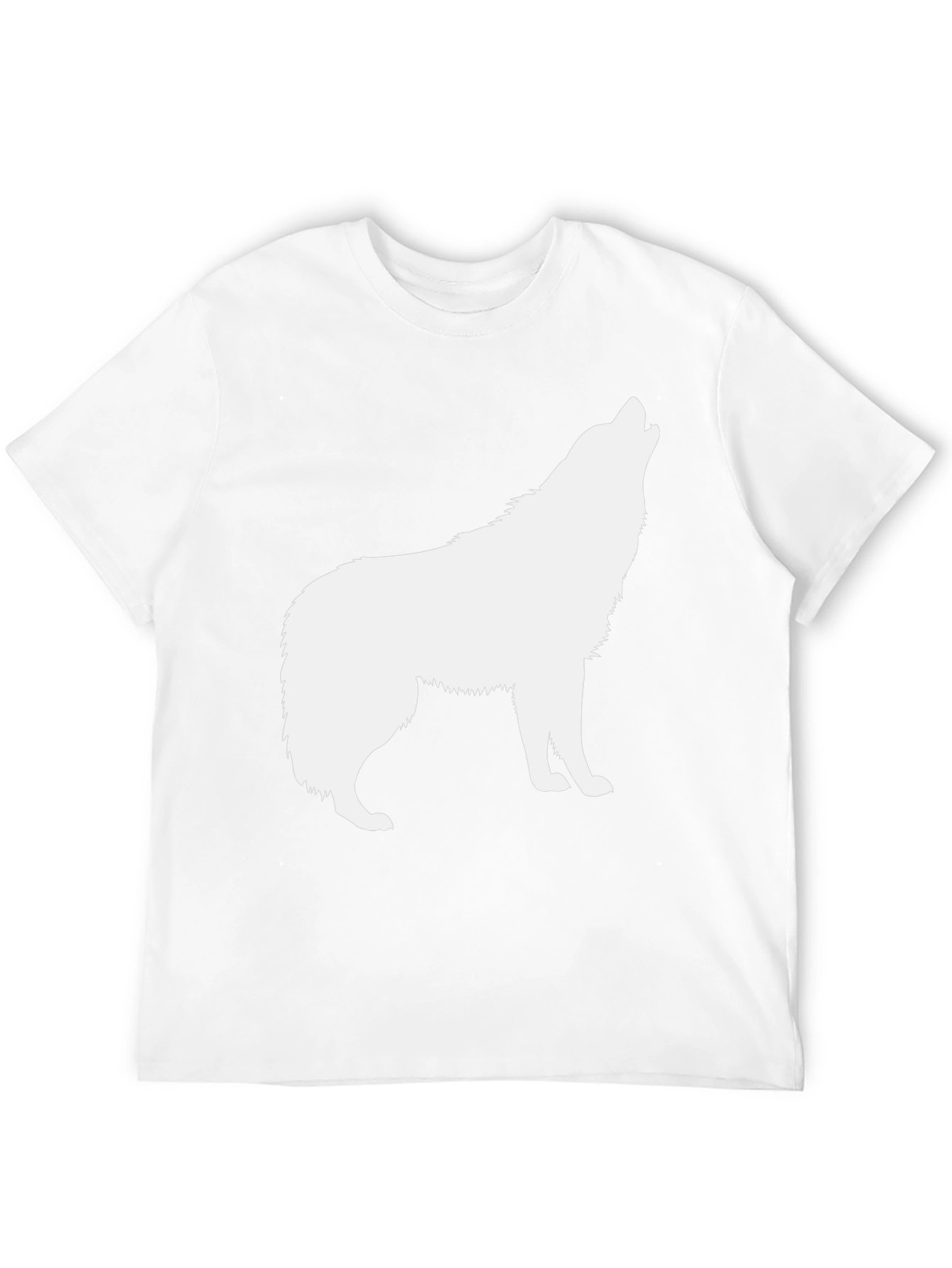 Black Men's Black T-Shirt with White Wolf Graphic view 12
